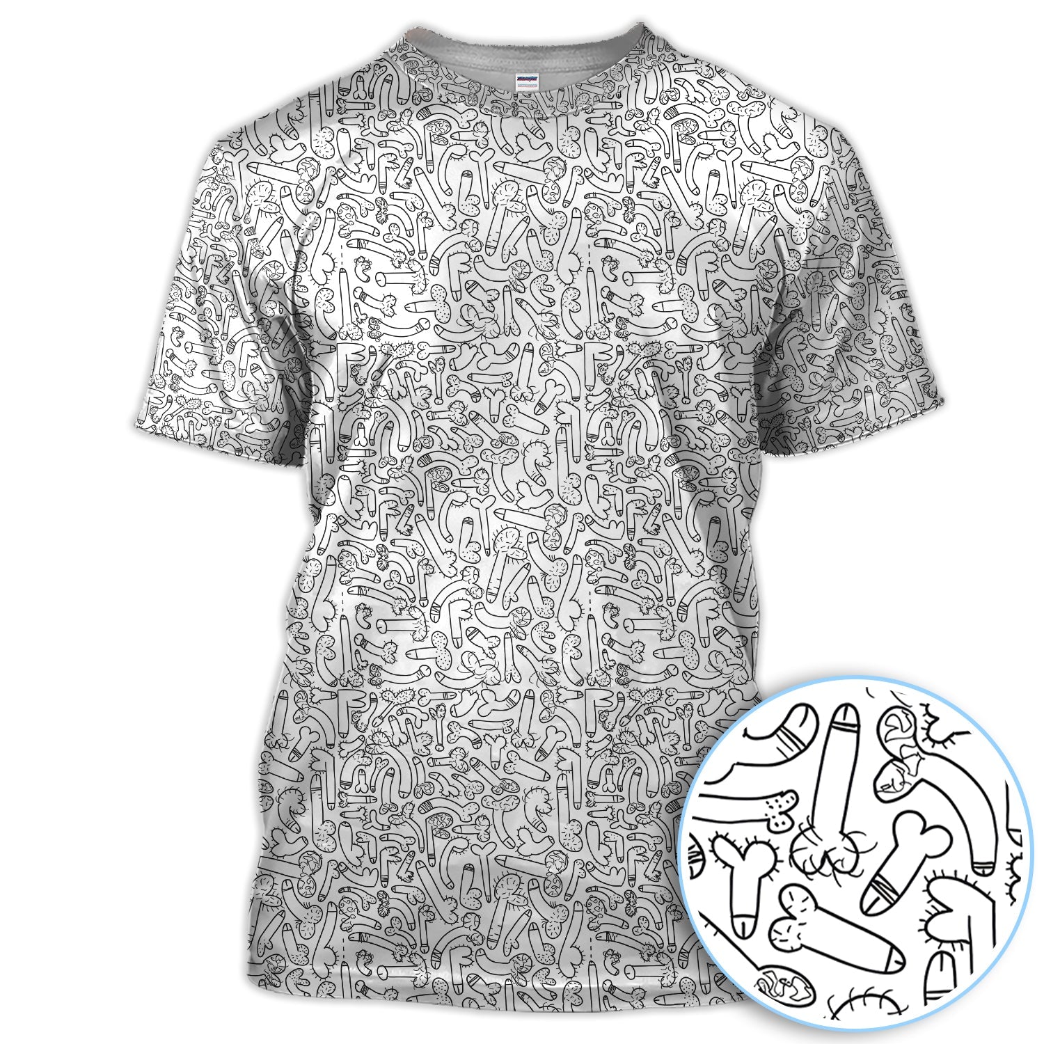 Funny Doodle Pattern Golf Shirt, Crazy Golf Polos For Golfer, Golf Gift For Men
