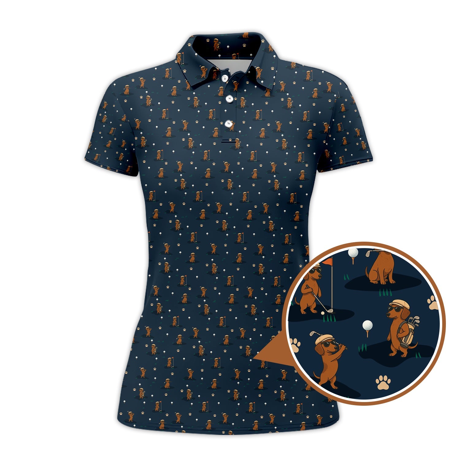 Dog Pattern Golf Shirt, Dachshund Golf Shirt, Golf Gift For Men, Funny Golf Shirt For Golfer