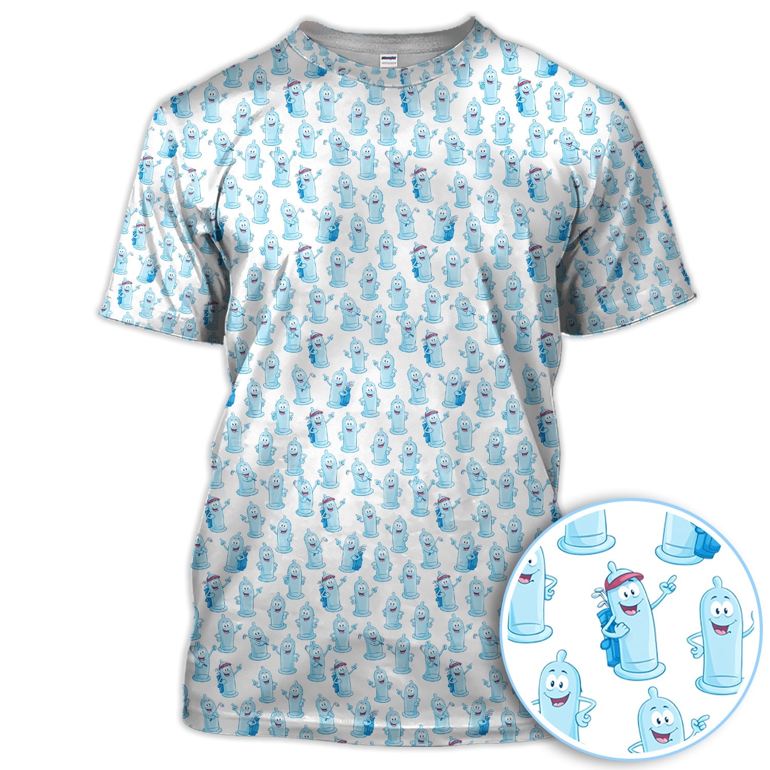Funny Pattern Golf Polos, Light Blue Golf Shirt For Golfer, Golf Gift For Men