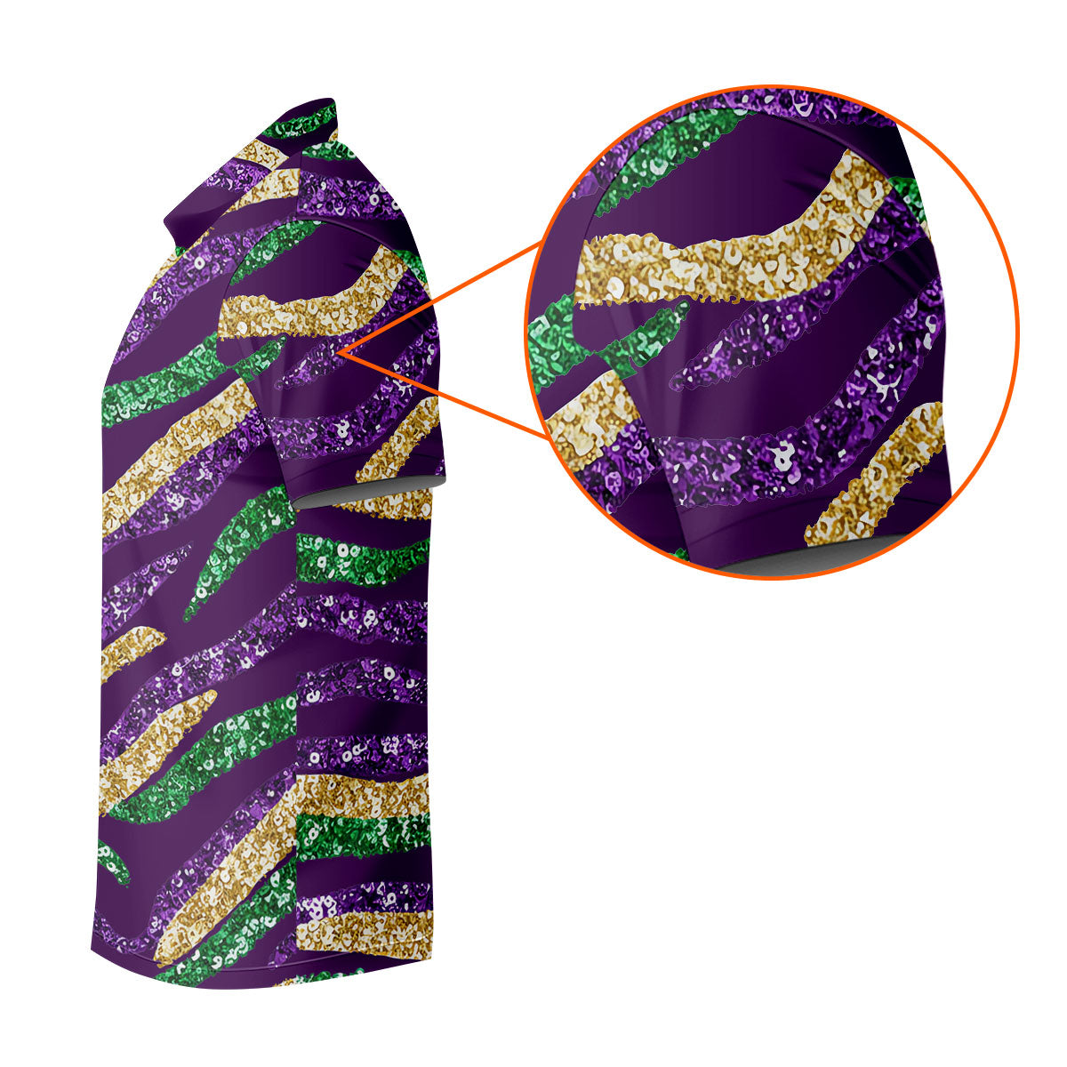 Purple Green Gold Sequin Pattern Purple Golf Shirt, Mardi Gras Golf Shirt, Women's Golf Tops, Ladies Golf Shirts