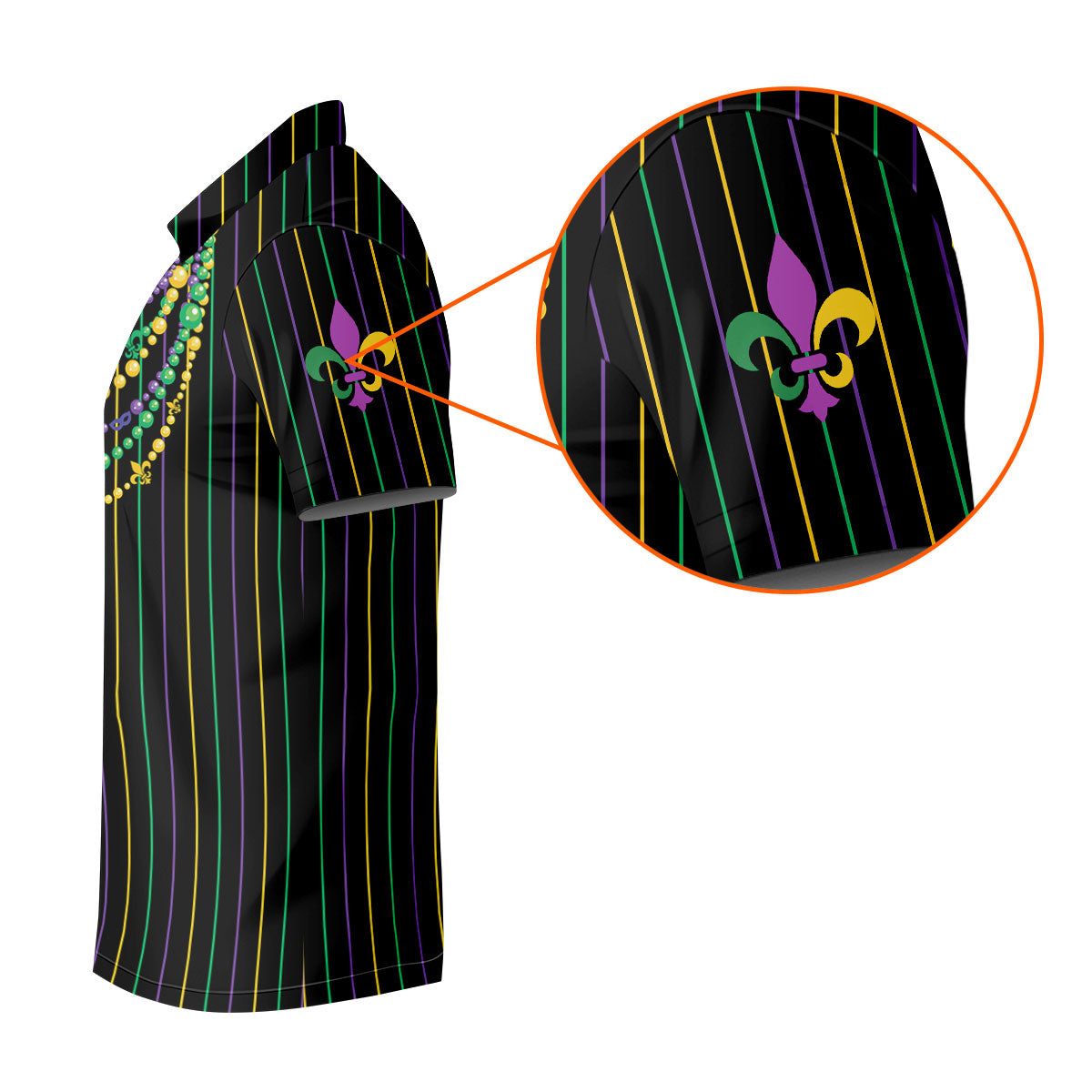 Mardi Gras Beads Necklaces Print Black Golf Shirt, Women's Golf Shirts, Ladies Golf Polos, Golf Shirt For Women