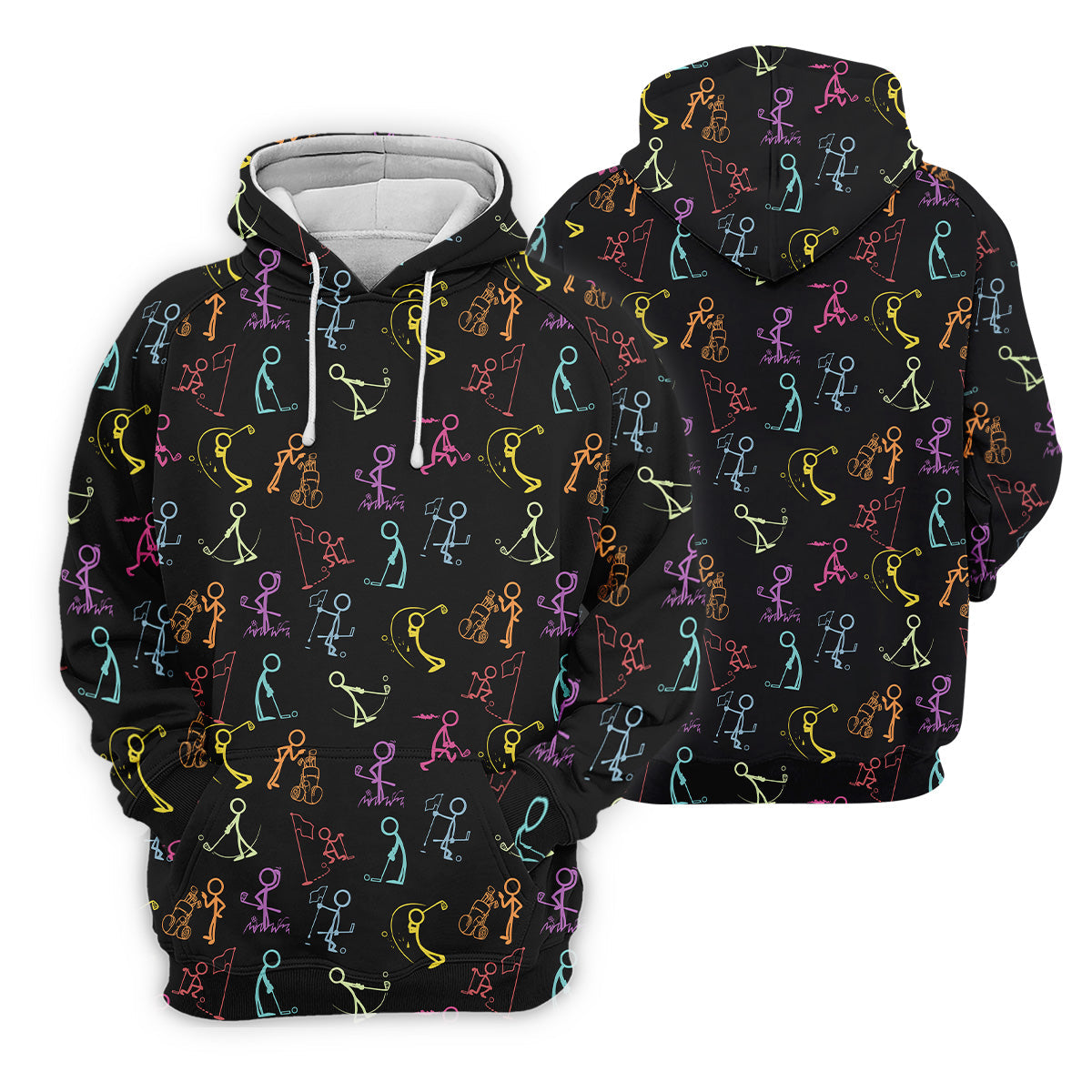 Funny Stickman Golfer Pose Black Golf Shirt, Unique Gift For Golfer, Ladies Golf Polos, Women's Polo Shirt