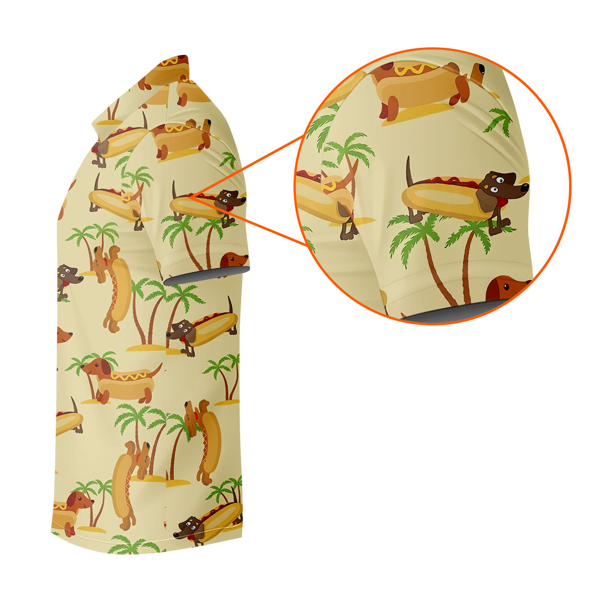 Funny Hot Dog Dachshund Tropical Hawaiian Golf Shirt, Golf Polo For Women, Printed Golf Shirt