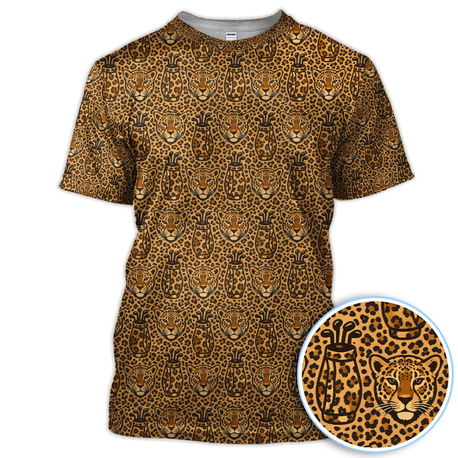 Leopard Pattern Golf Shirt, Crazy Golf Polos, Funny Golf Gift For Golfer
