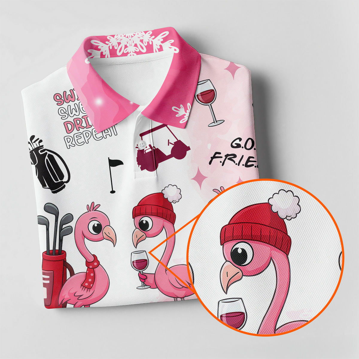 Golf Friends Par Then Bar Flamingo Golf Shirt, Women's Pink Golf Polo, Ladies Golf Shirts, Christmas Golf Shirt