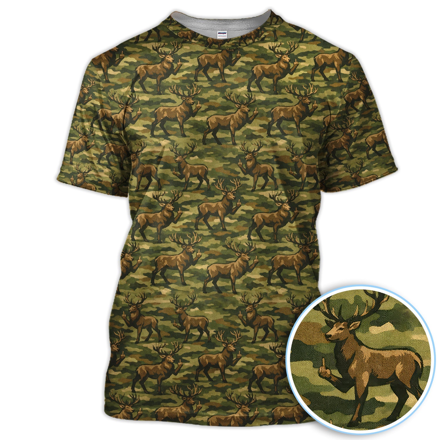 Camo Pattern Golf Polos For Golfer, Funny Deer Golf  Shirt, Men Golf Gift