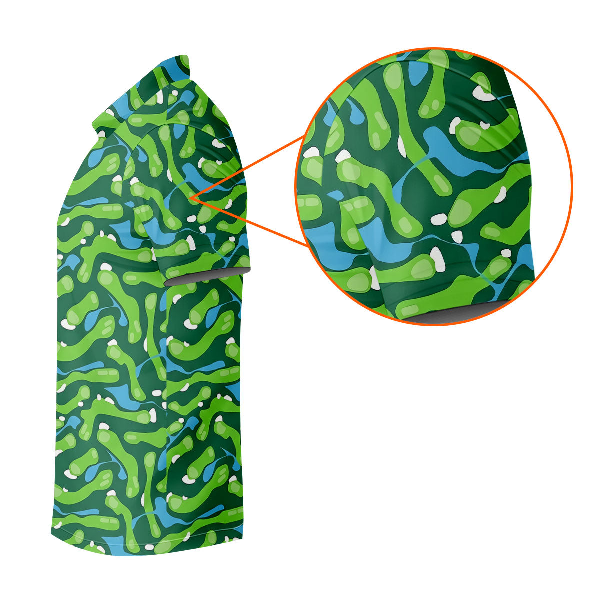Golf Course Layout Golf Shirt, Fairway Water Hazard Pattern, Golf Shirt For Men