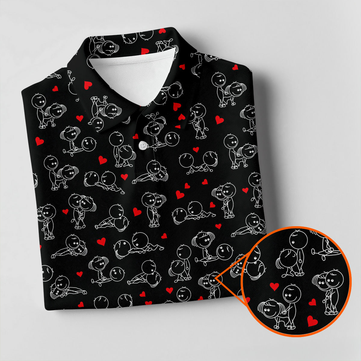 Naughty Position Stick Figure Couple Black Golf Shirt, Golfer Valentines Gift, Fun Women's Golf Shirts, Ladies Golf Shirts