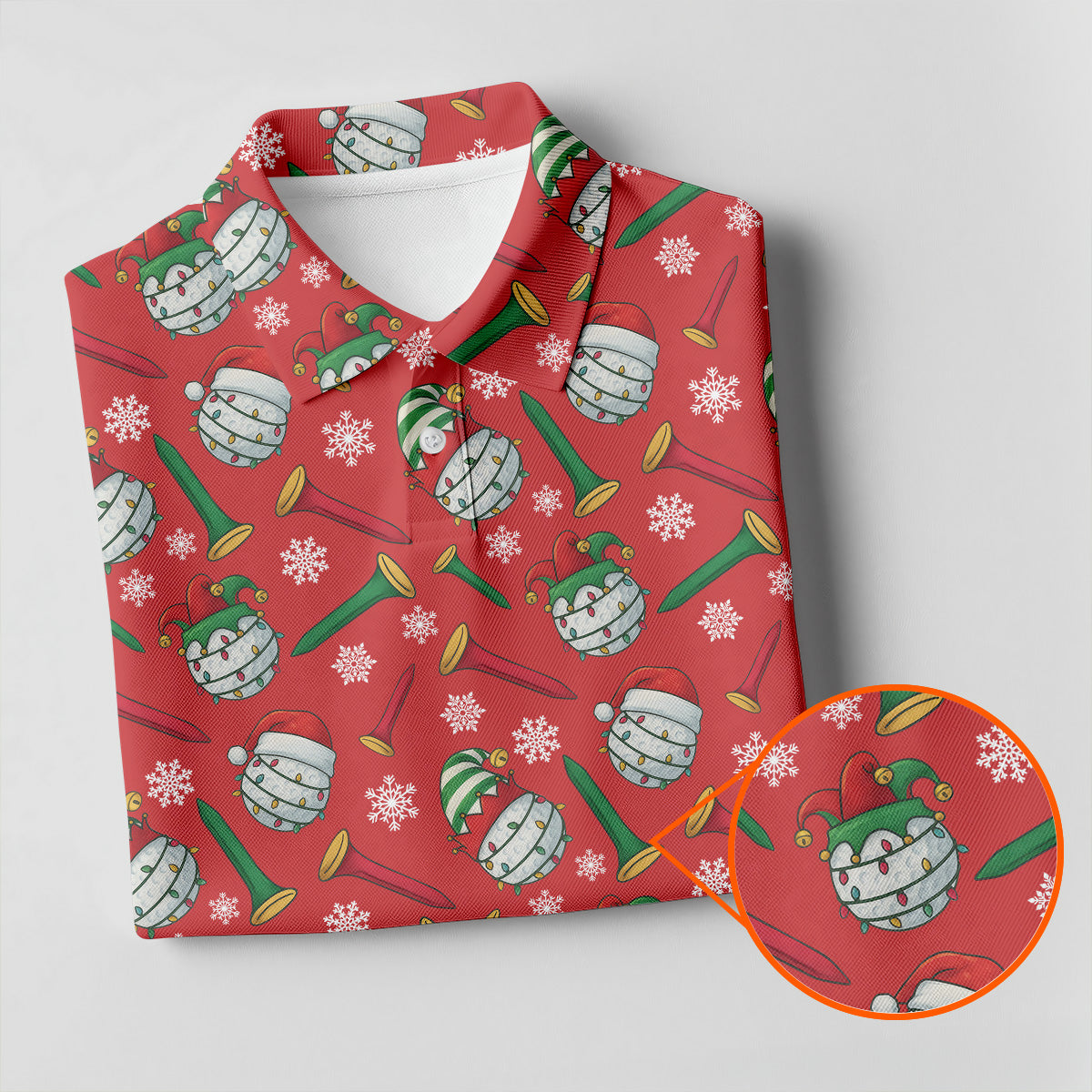 Funny Golf Ball Red Christmas Golf Shirt, Women's Golf Tops, Christmas Golf Gift