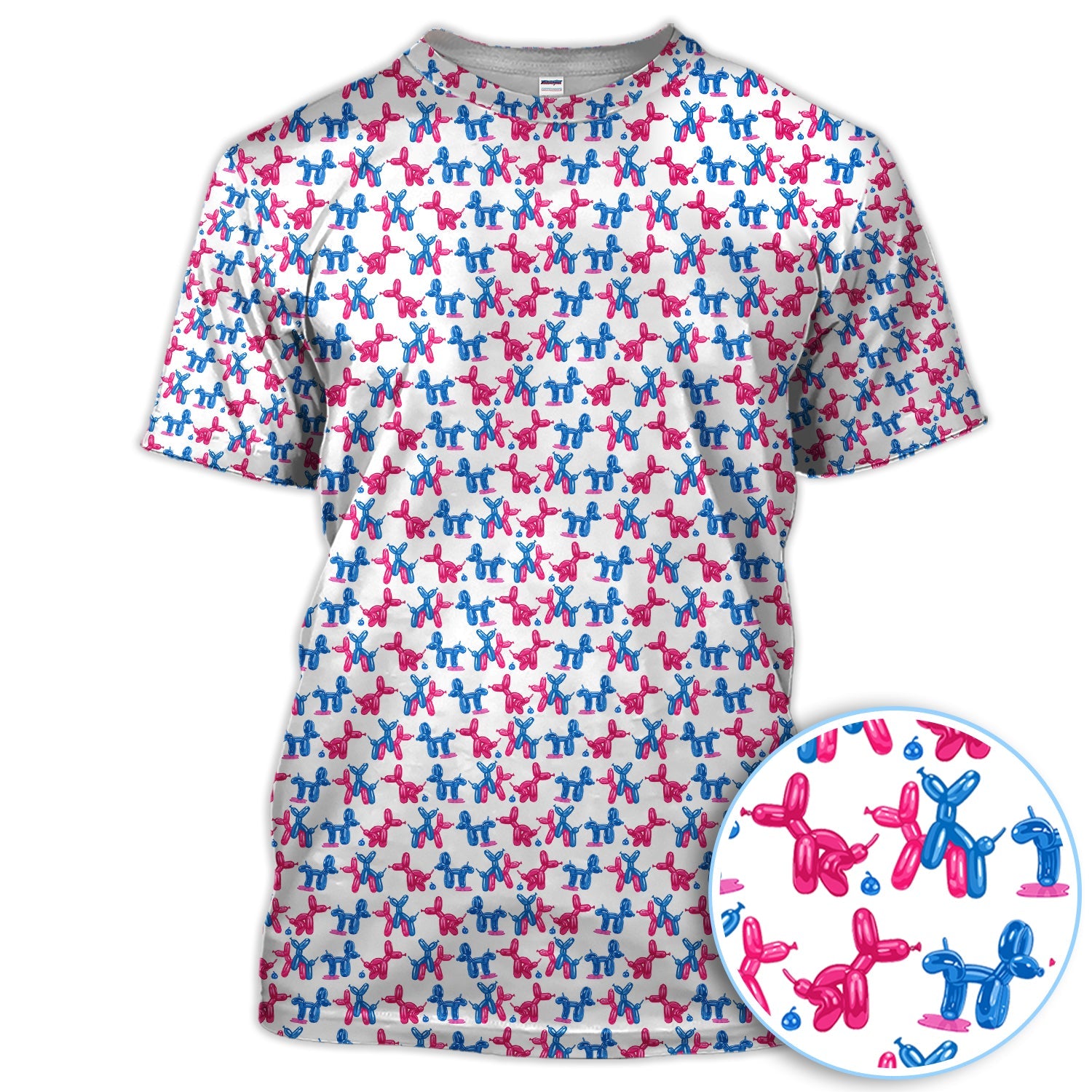 Balloon Dog Pattern Golf Polos, Funny Golf Shirts For Men, Golf Gift For Golfer
