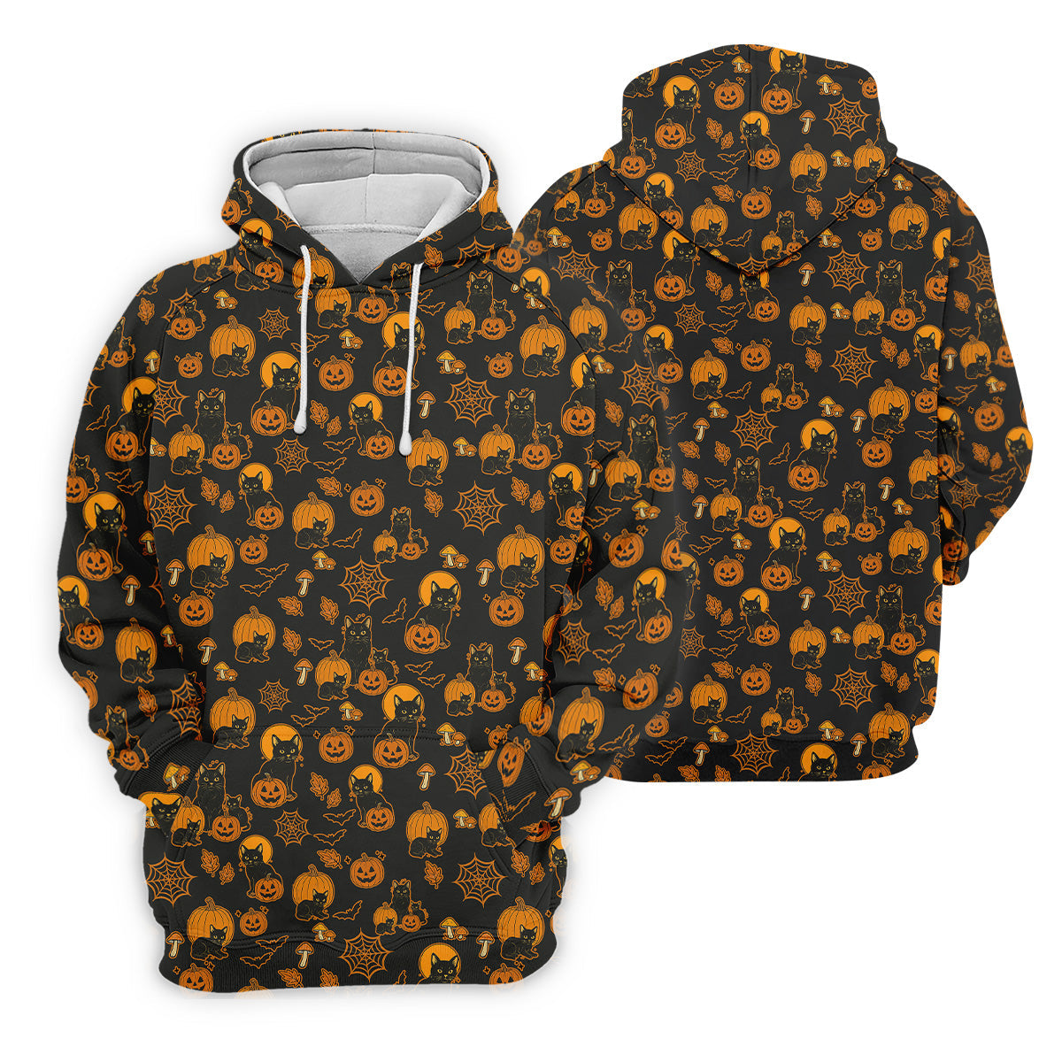Black Cat Pumpkin Fun Womens Golf Shirts, Sleeveless Polo ShirtLadies Golf Shirts, Golf Hoodie