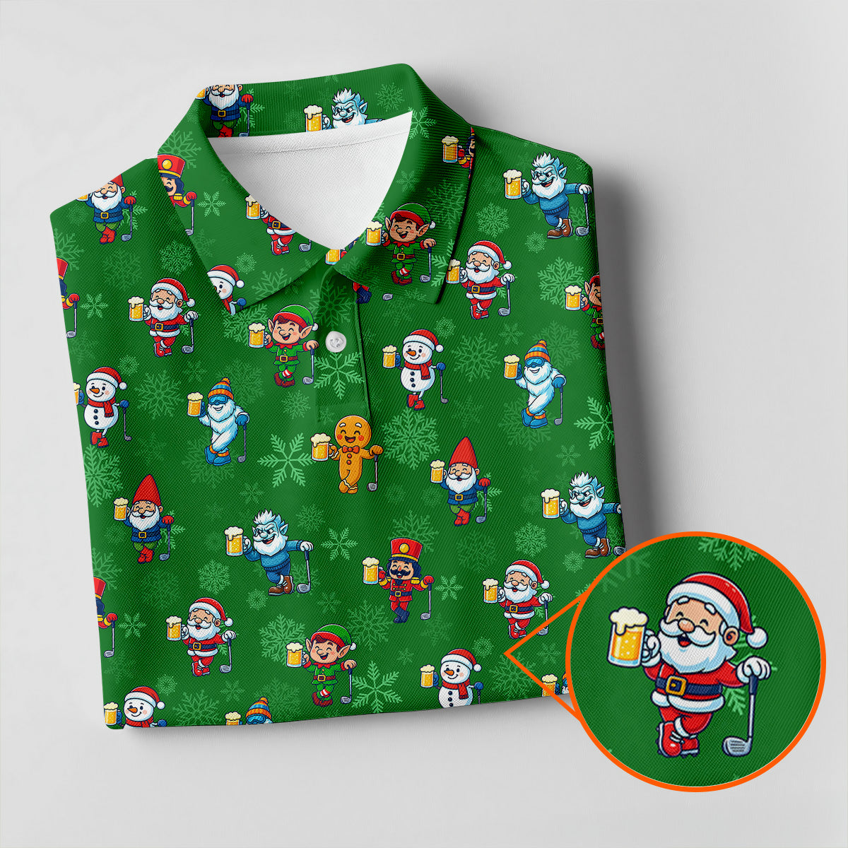 Christmas Characters Golf And Beer Green Women's Funny Golf Shirts, Christmas Golf Shirt, Polo ShirtFor Women