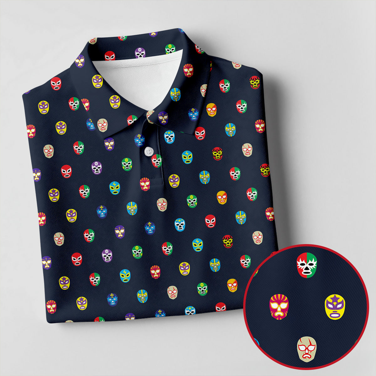 Lucha Libre Mask Seamless Pattern Cinco De Mayo Celebration Fiesta Themed Golf Shirt For Women