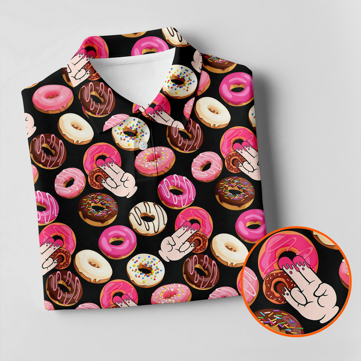 Funny Donut Adult Humor Black And Pink Fun Women's Golf Shirts, Women's Golf Tops, Ladies Golf Shirts