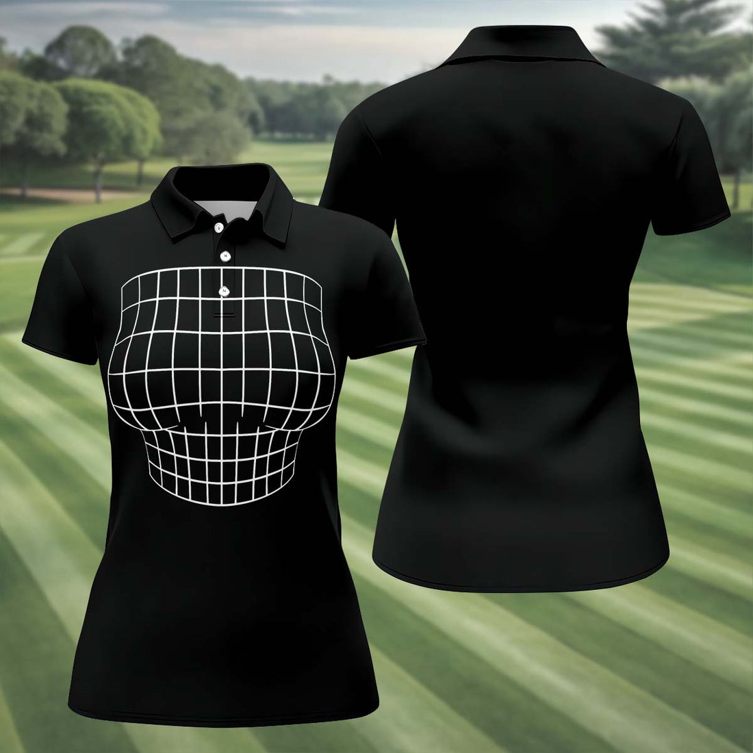 3D Illusion Art Fun Women's Golf Shirts, Women's Golf Tops, Ladies Sleeveless Polo, Golfing Apparel