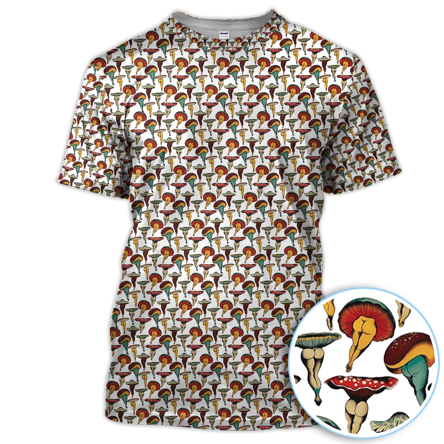 Vintage Mushroom Pattern Golf Shirt, Funny Golf Polos, Crazy Golf Gift For Golfer