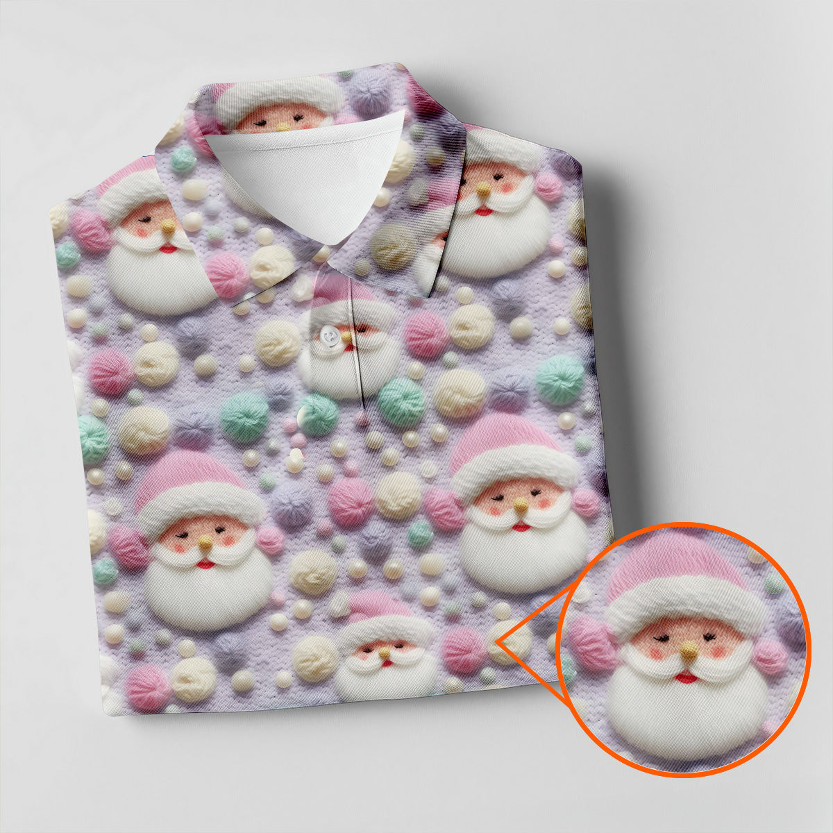 Knit Santa Pastel Pattern Women's Golf Tops, Christmas Golf Shirt, Cute Golf Outfit, Ladies Golf Shirts