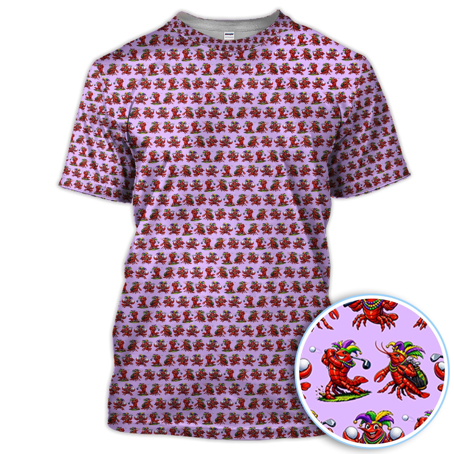Festival Golf Polos For Golfer, Mardi Gras Crawfish Pattern Golf Shirt, Golf Gift For Men