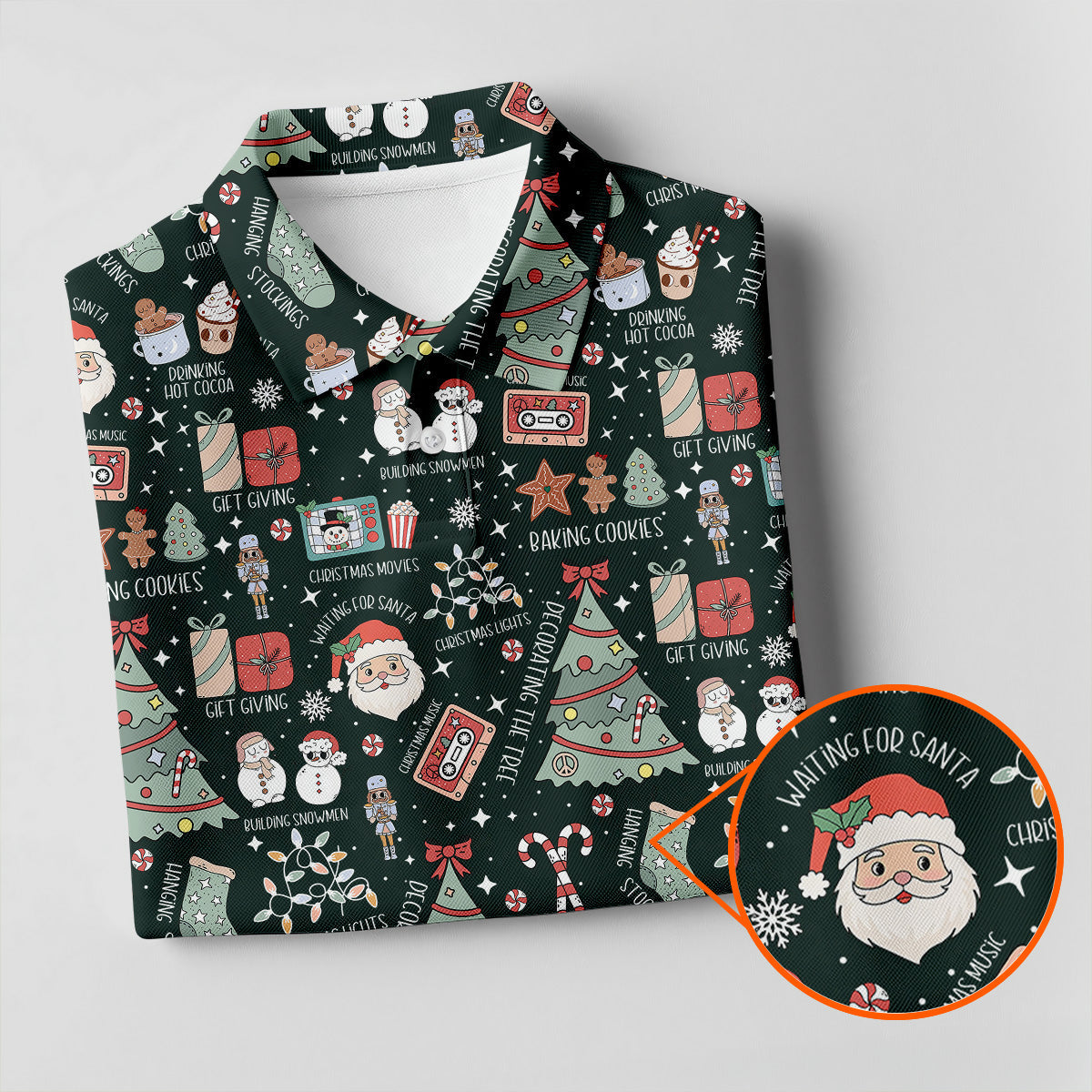Cute Santa Claus Gift Green Women's Golf Tops, Christmas Golf Shirt, Golf Gift For Ladies