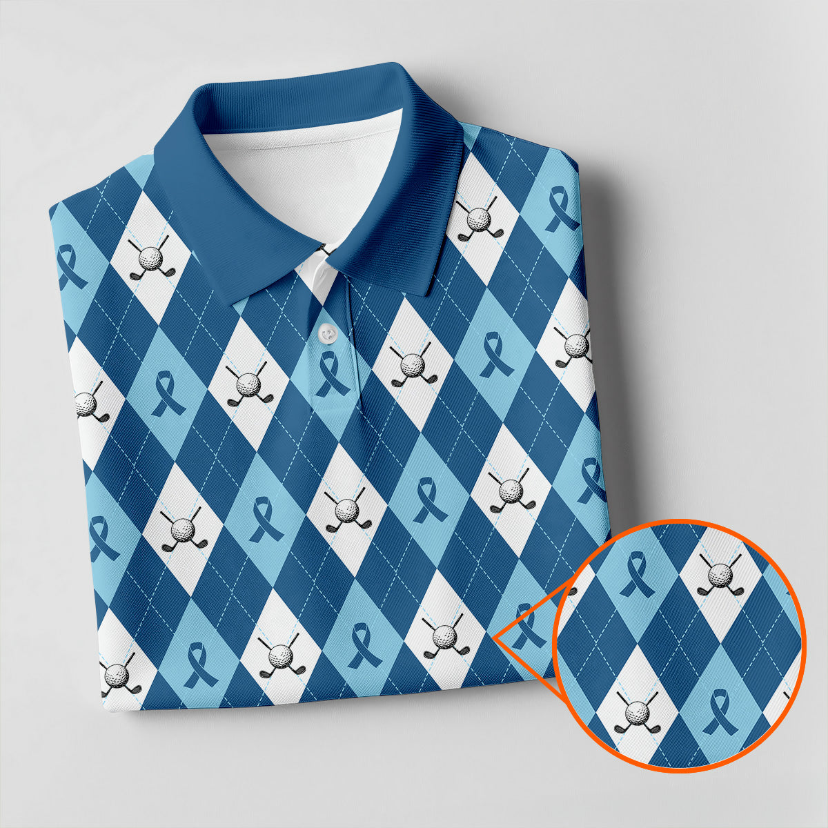 Prostate Cancer Blue And White Argyle Pattern Women's Golf Tops, Cancer Survivor Shirt, Cancer Awareness Shirt