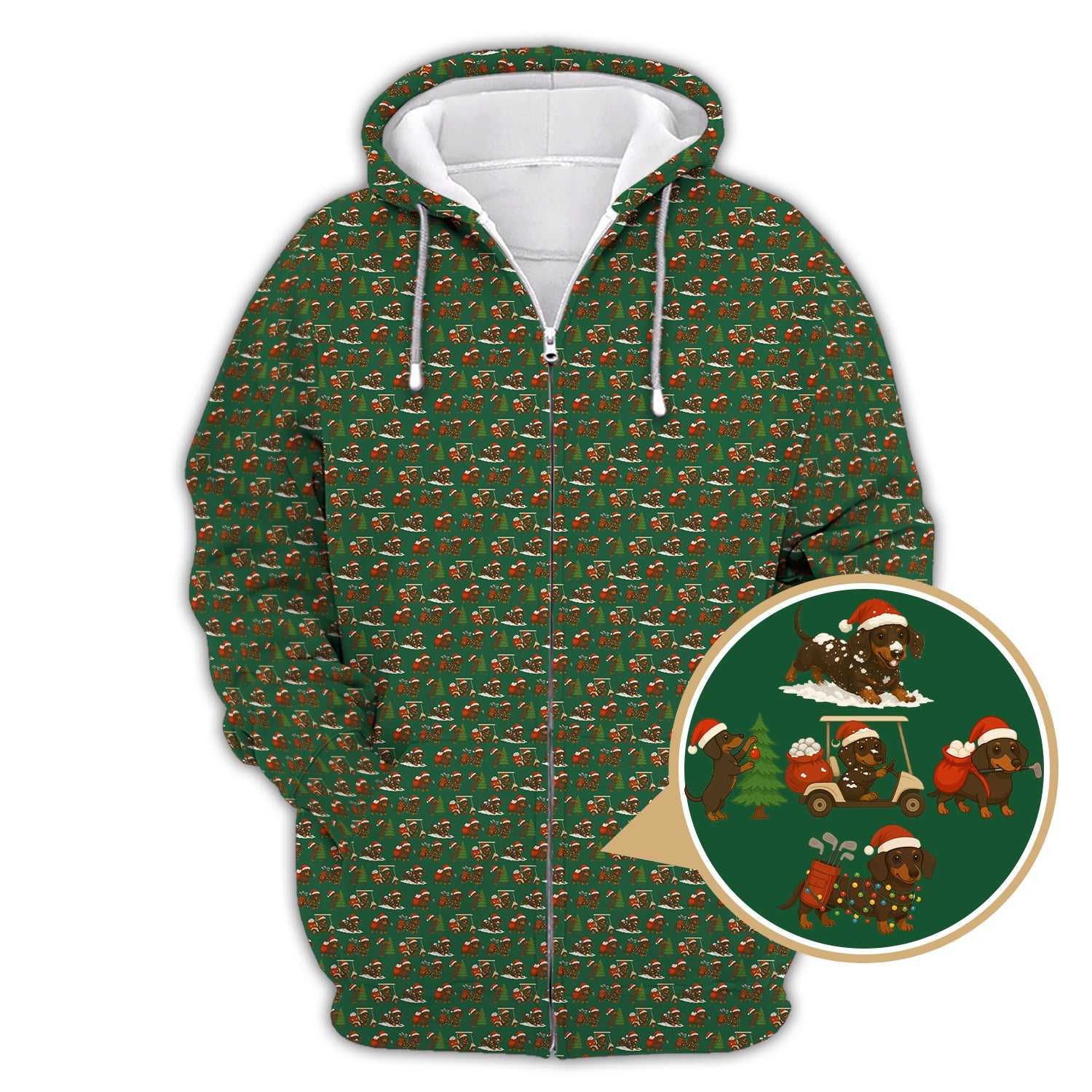 Dachshund Christmas Shirt, Funny Pattern Golf Shirt, Golf Shirt For Dog Lover, Golf Gift For Golfer