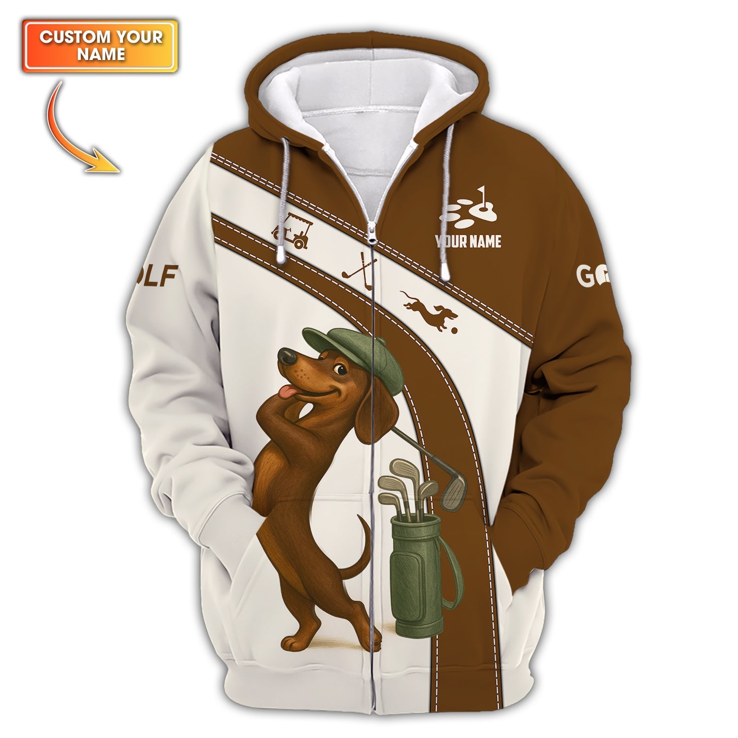 Personalized Dachshund Golf Shirt, Dog Golf Shirt For Golfer, Funny Golf Shirt For Men