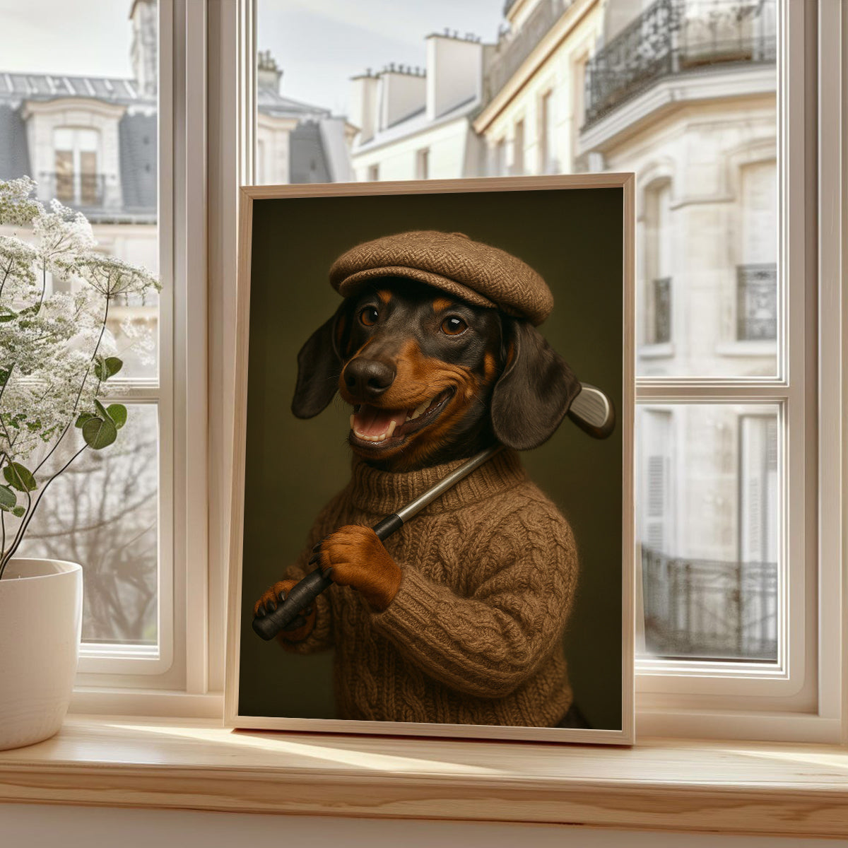 Golf Poster, Golf Prints For Men, Dachshund Golf Canvas Room Decor For Golfer, Golf Gift For Men