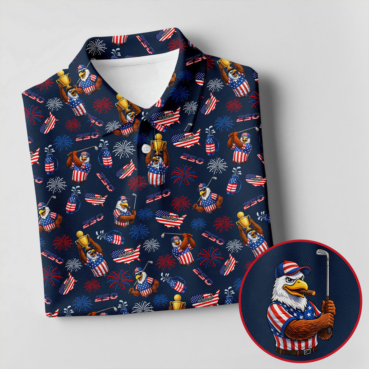 Patriotic Bald Eagle 250 Celebration Ladies Golf Tops, Patriotic 4th Of July Golf Shirt For Women