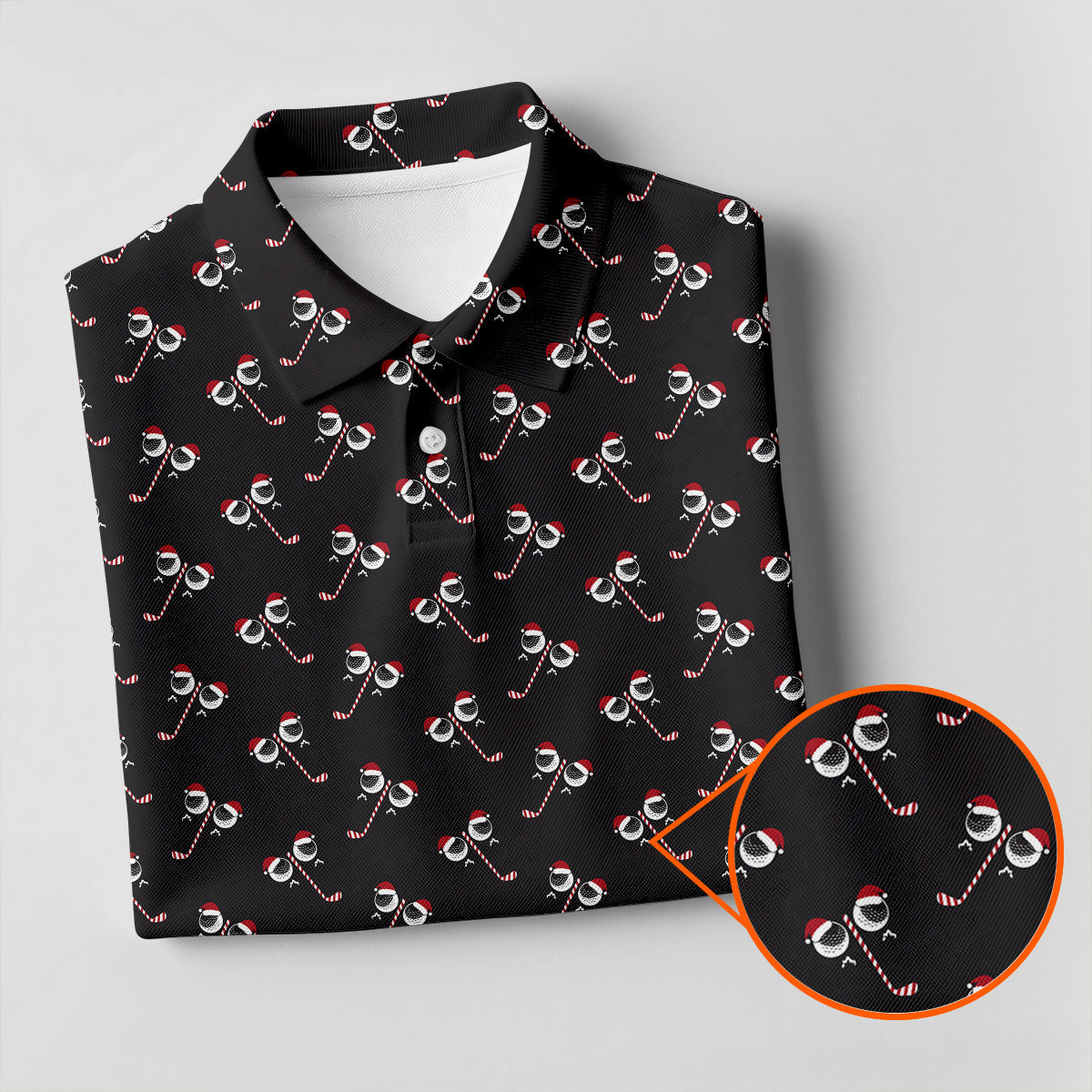 Funny Christmas Candy Cane Pattern Black Golf Shirt, Christmas Golf Shirt, Golf Gifts For Women