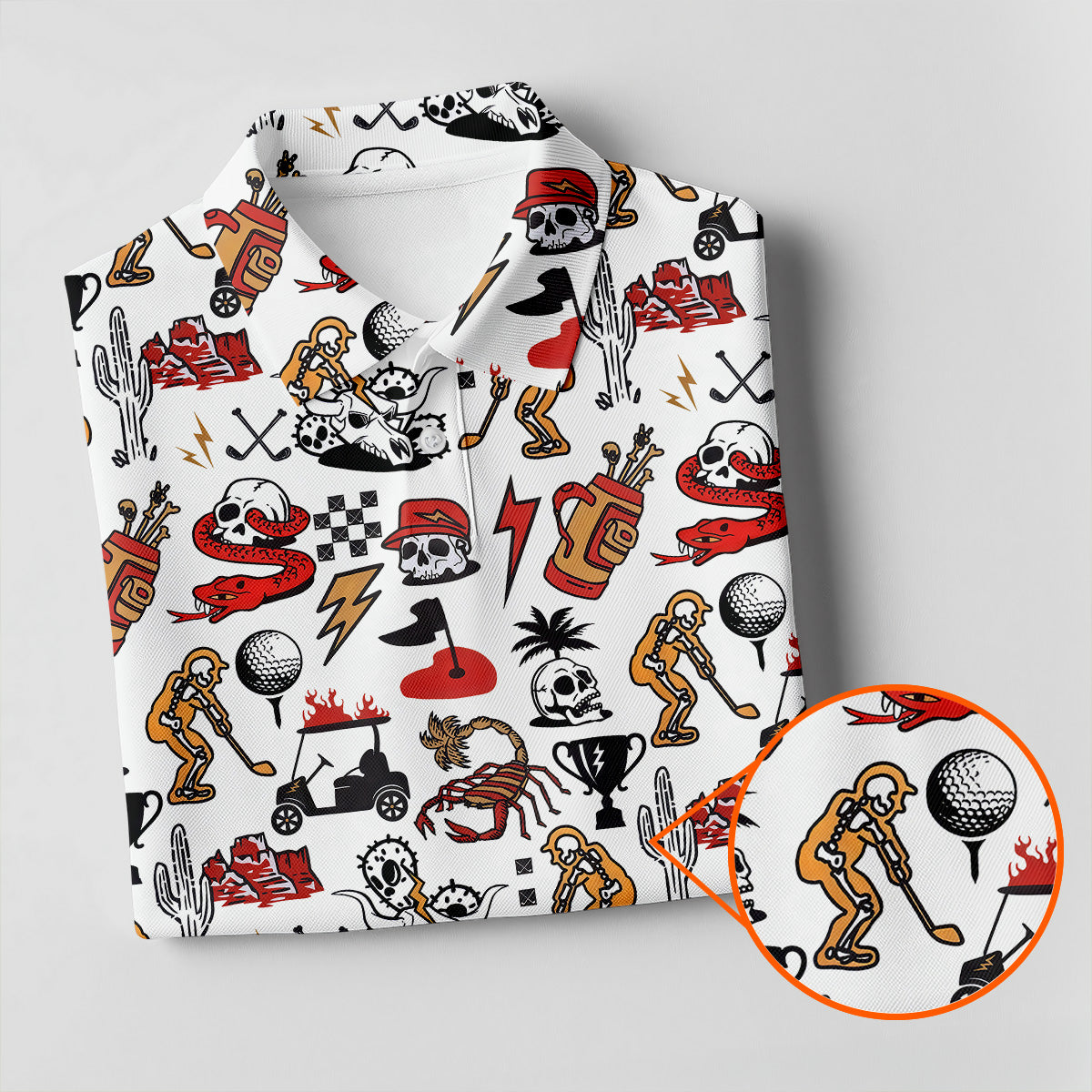 Horror Pattern White Halloween Women Golf Top, Halloween Gift Idea, Ladies Golf Shirts