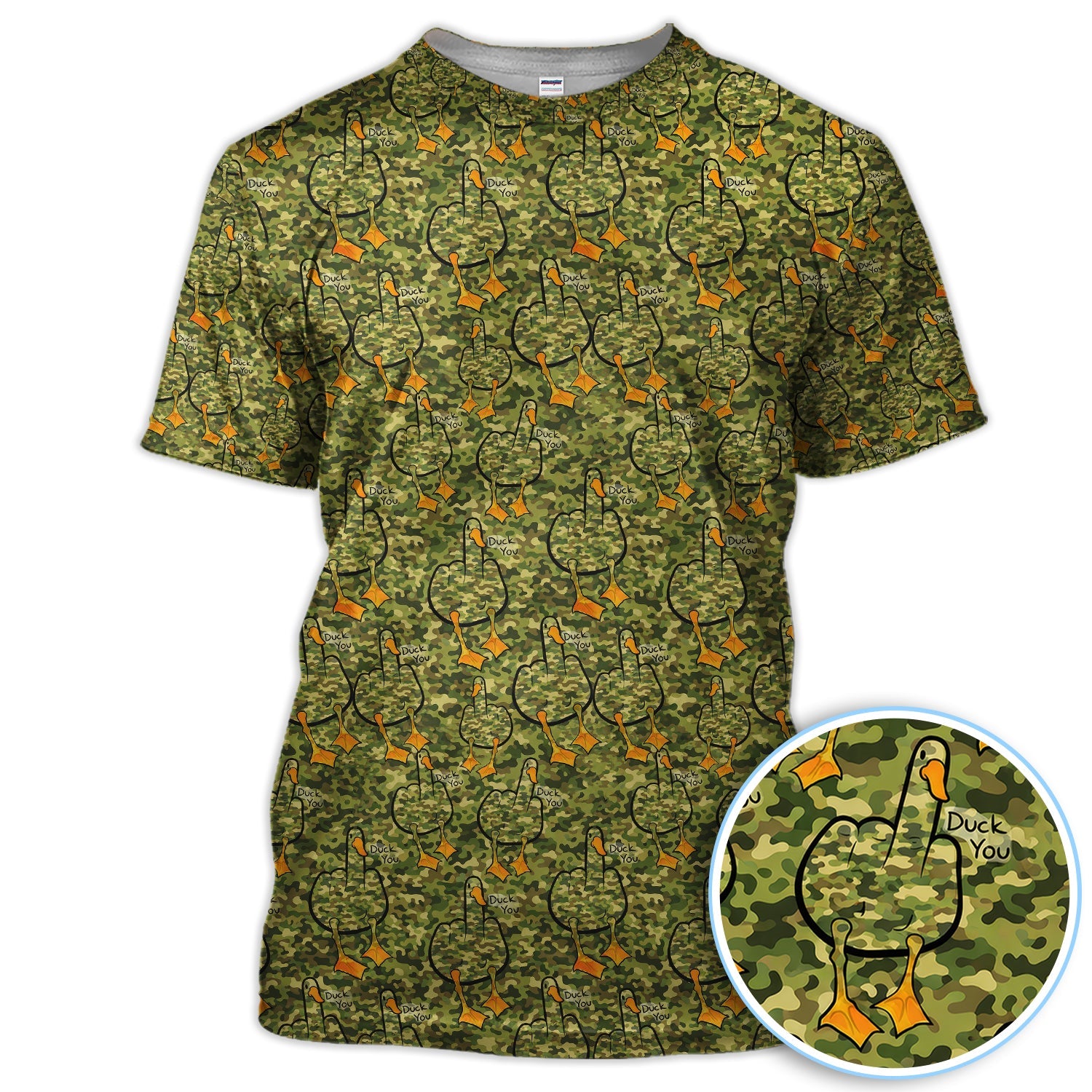 Funny Duck Pattern Golf Polos, Camo Golf Shirt For Golfer, Golf Gift For Men