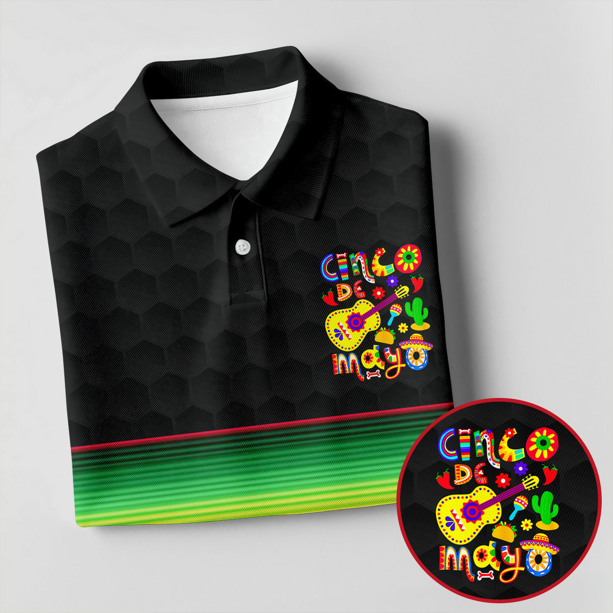 Mexican Sarape Golf Ball Pattern Cinco De Mayo Celebration Fiesta Themed Golf Shirt For Women