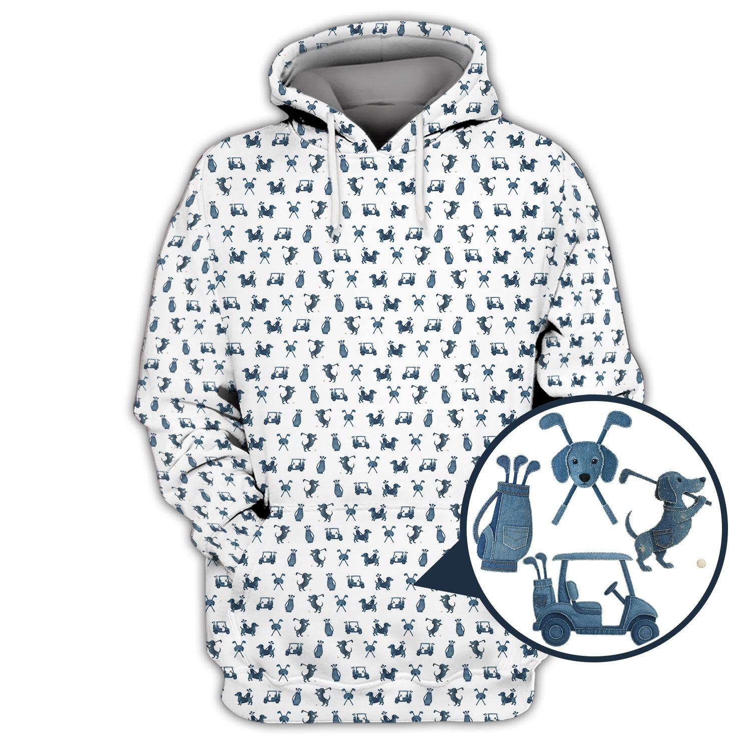 Dachshund Golf Shirt For Golfer, Funny Pattern Golf Shirt, Dog Golf Shirt, Golf Gift For Men