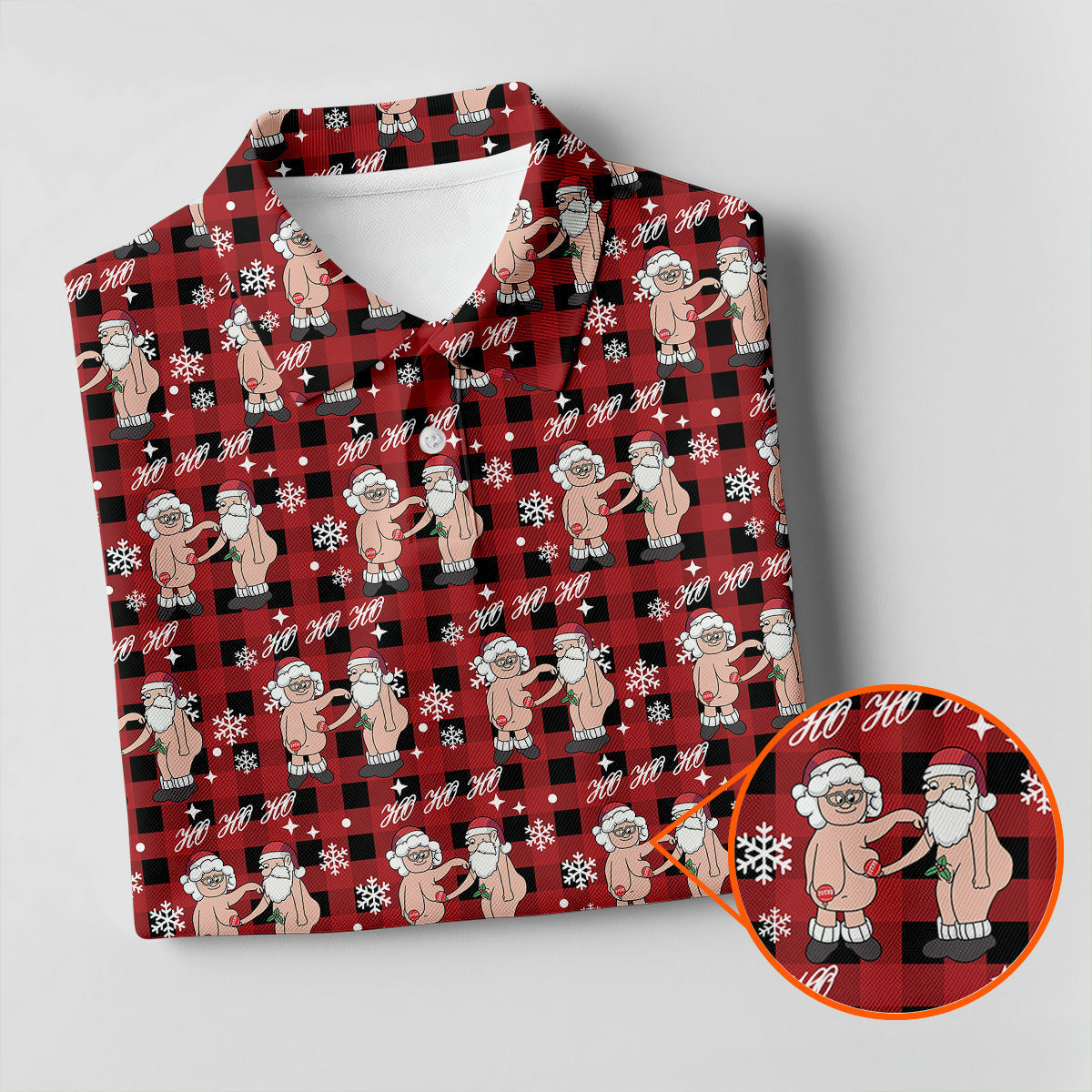 Ho Ho Ho Naughty Couple Funny Santa Christmas Golf Shirt, Fun Women's Golf Shirts, Ladies Golf Polos