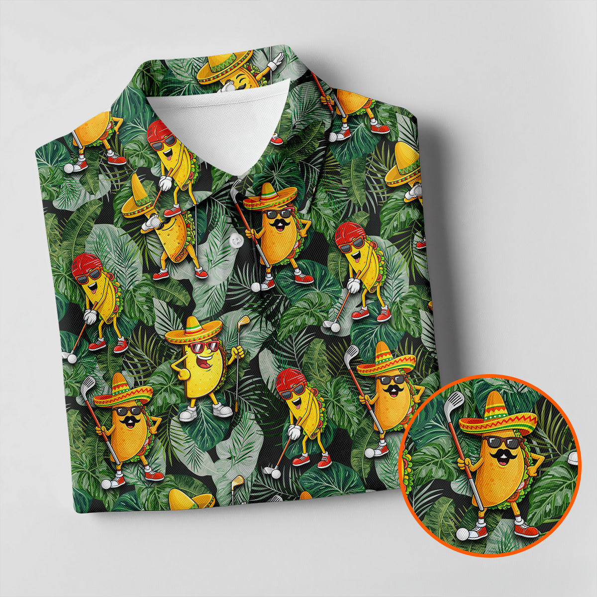 Funny Taco Golf Pose Tropical Golf Shirt, Fun Women's Golf Shirts, Ladies Golf Shirts, Golfing Apparel