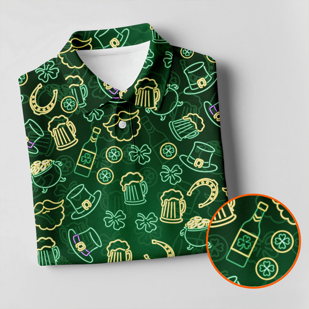 Beer Shamrock Neon Pattern St Patrick's Day Golf Shirt, Women Golf Top, Ladies Golf Shirts