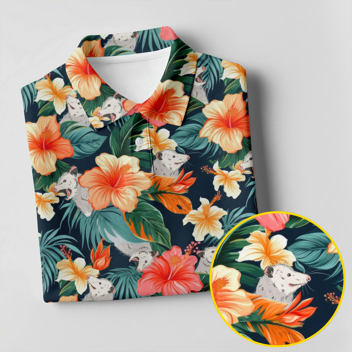 Large Hibiscus Flowers Tropical Vibe Ladies Golf Tops, Hawaiian Golf Shirts, Golf Shirt For Women