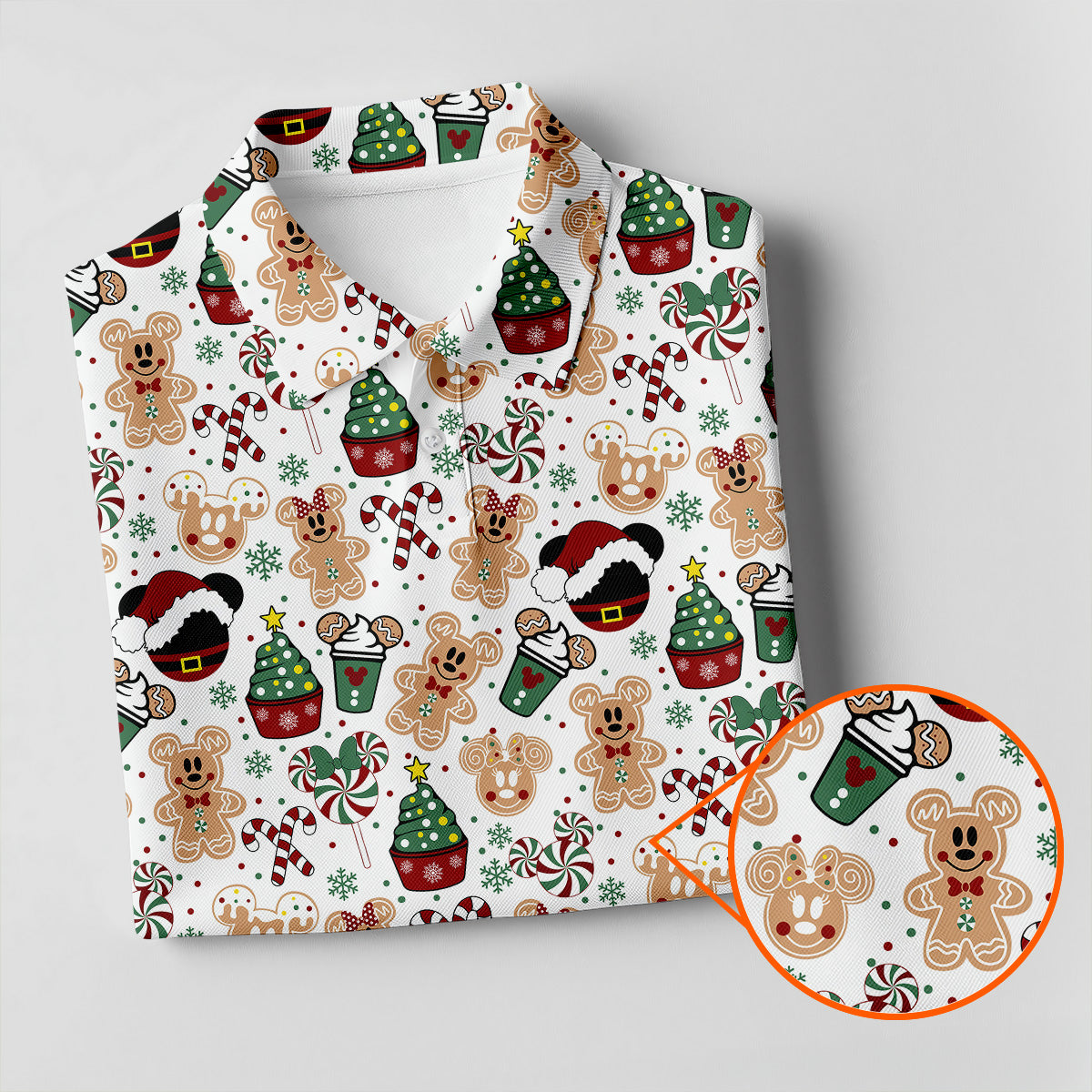 Christmas Sweets Pattern Women Golf Top, Cartoon Print Ladies Golf Polos, Christmas Golf Shirt, Golfing Apparel