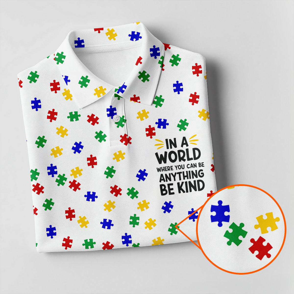 In A World Where You Can Be Anything Be Kind Women's Golf Tops, Autism Awareness Color Ladies Golf Polos