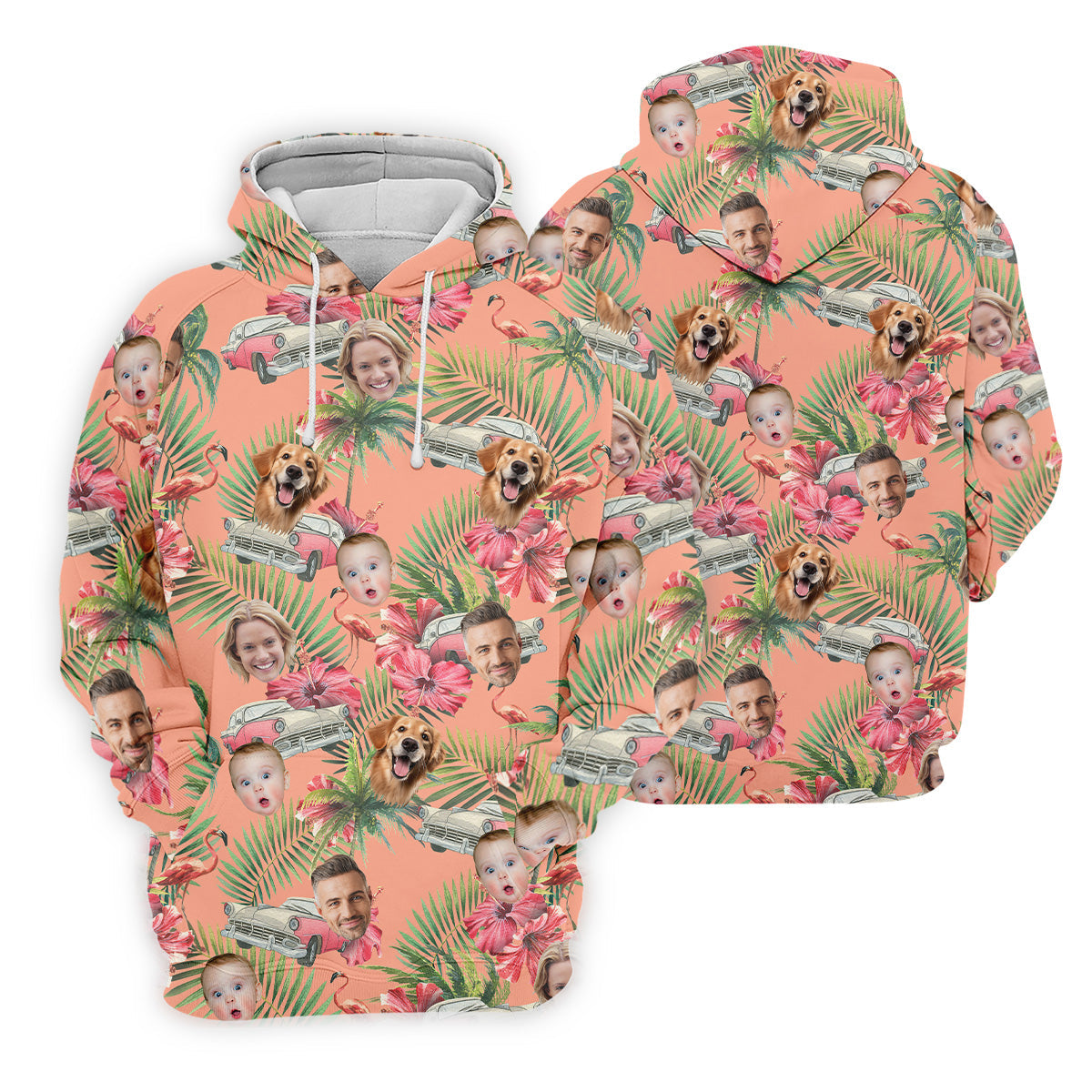 Hibiscus Shirt, Palm Tree Shirt, Pink Hawaiian Tops For Women, Custom Face Shirt, Ladies Golf Shirts