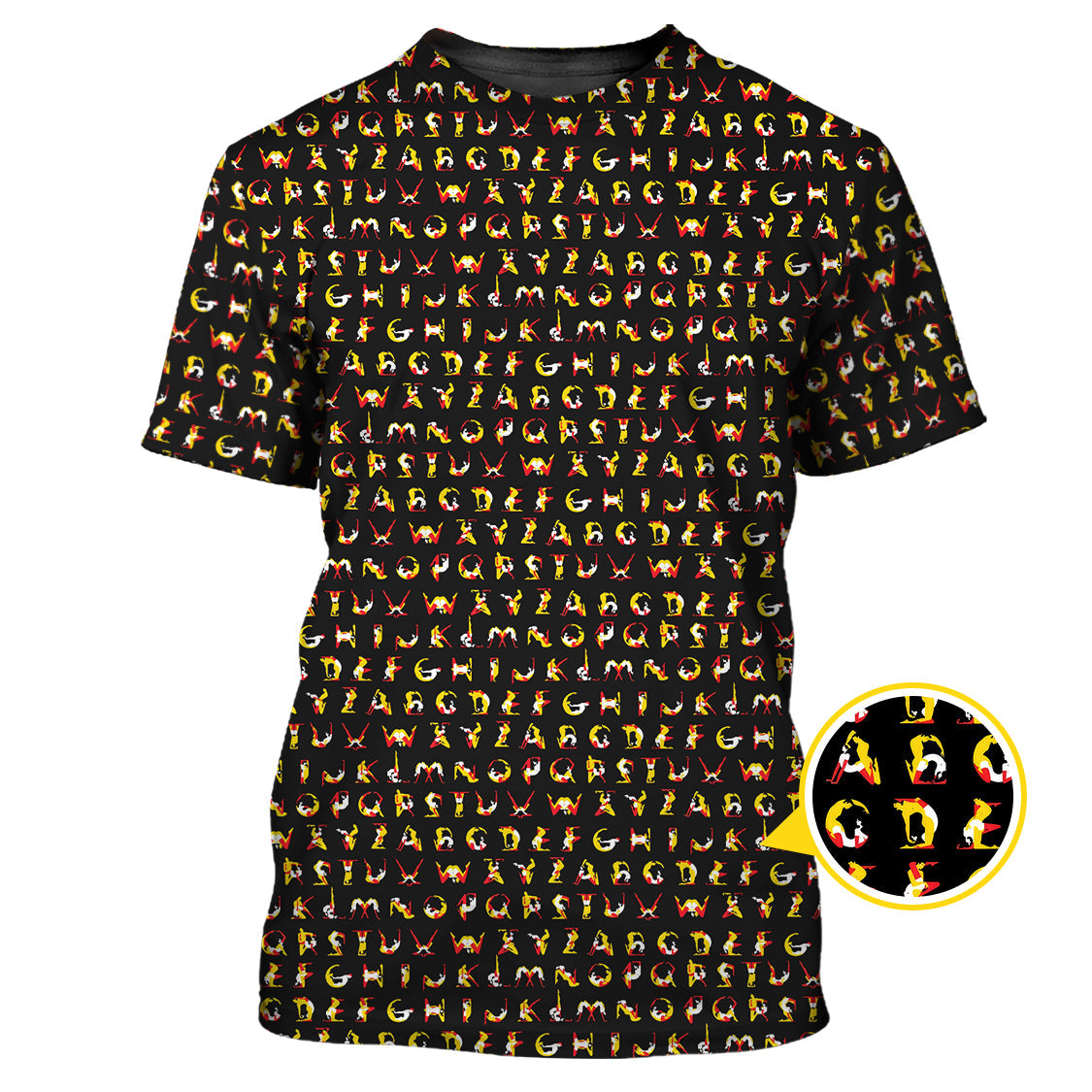 Humanoid Alphabet Pattern Golf Polos, Funny Golf Shirt , Golf Gift For Men's
