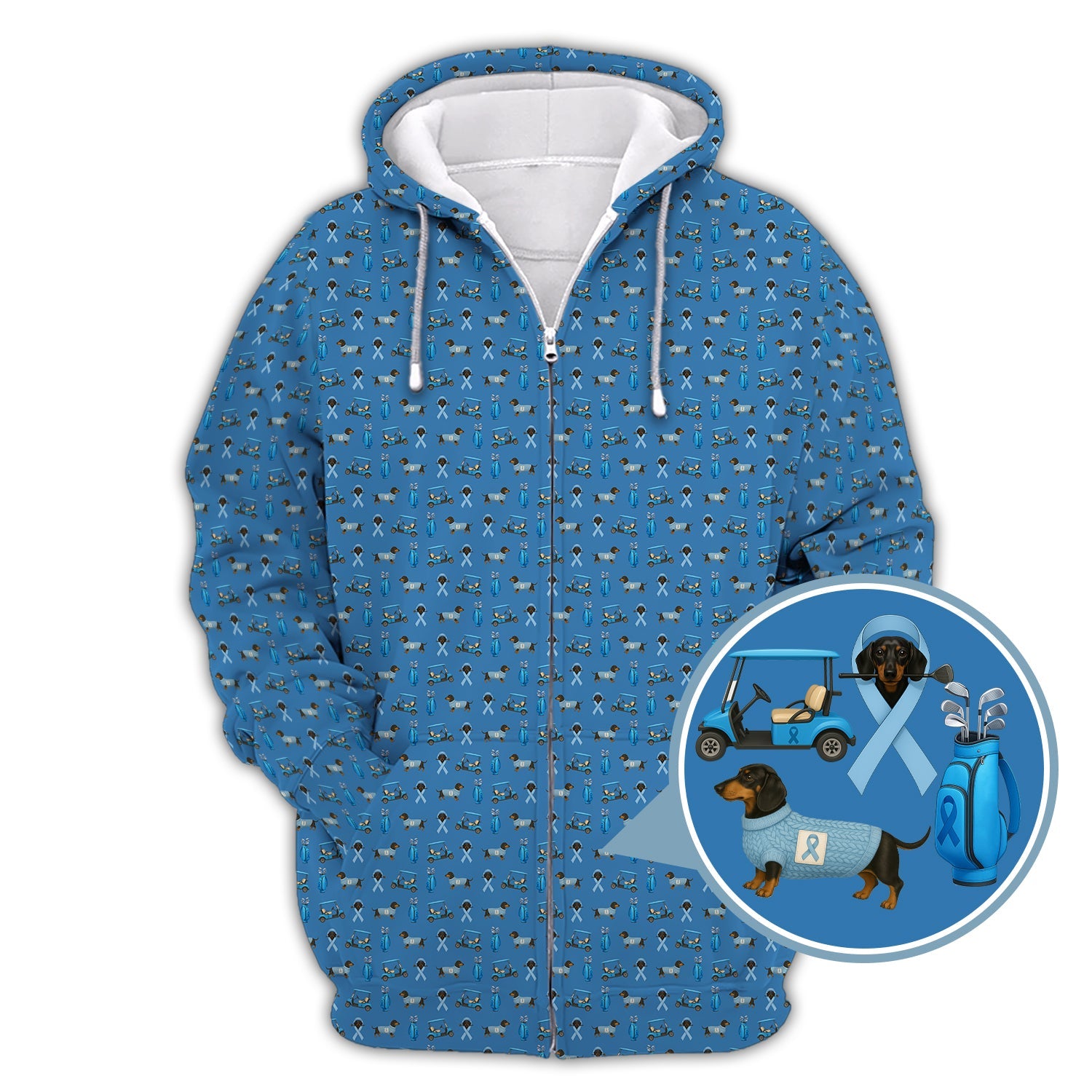 Funny Pattern Golf Shirt, Dachshund Golf Shirt, Prostate Cancer Golf Shirt For Men