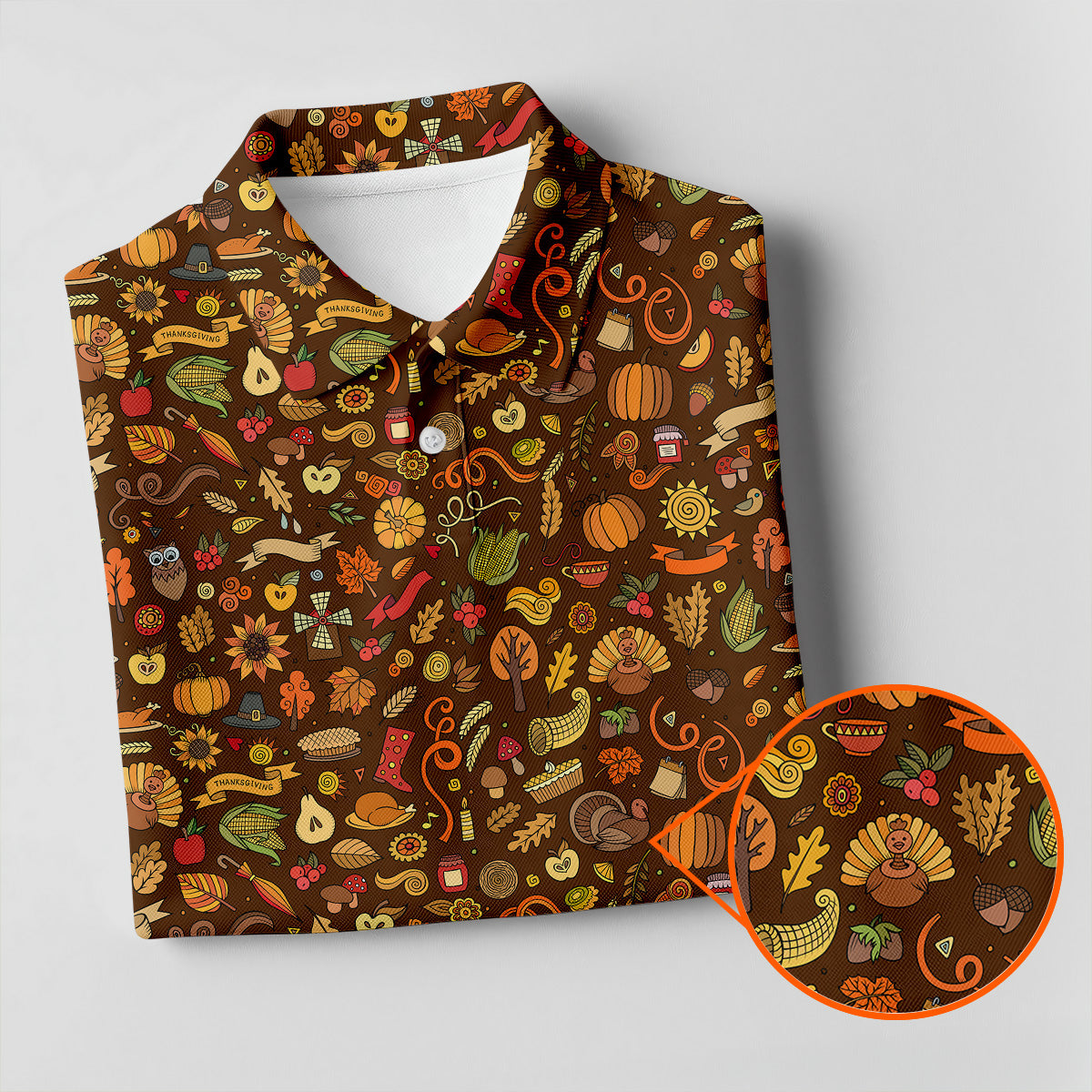 Turkey Pumpkin Funny Golf Shirts Women, Brown Golf Shirt, Thanksgiving Day Gifts, Ladies Golf Polos