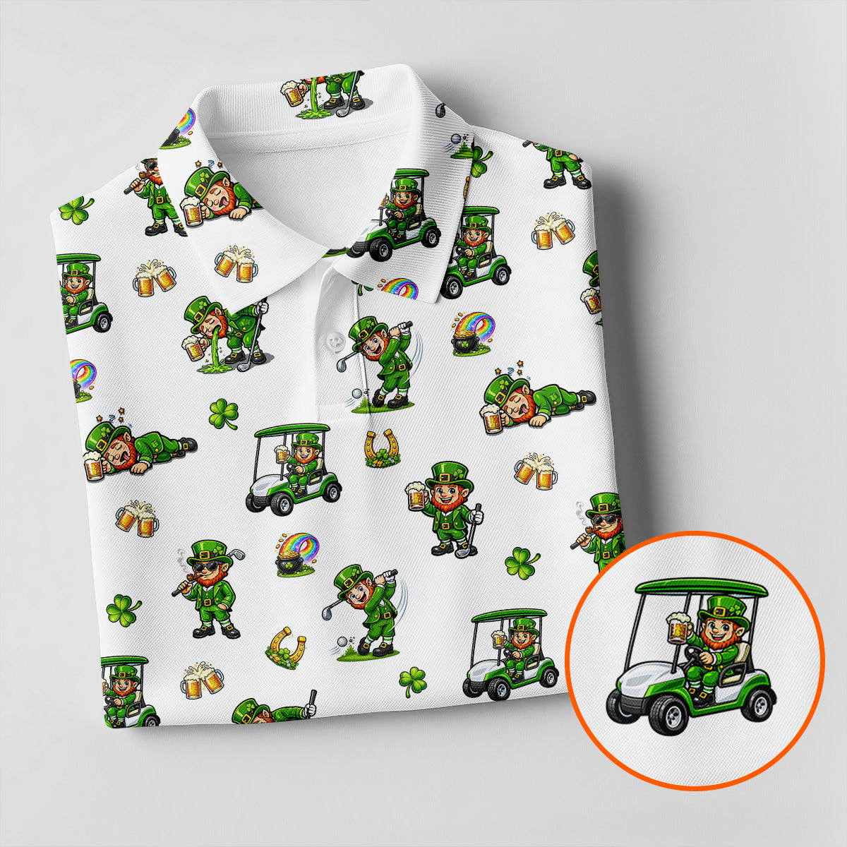 St Patrick's Day Leprechaun Golf And Beer Golf Pose Shamrock Golf Shirt, Golf Shirt For Women