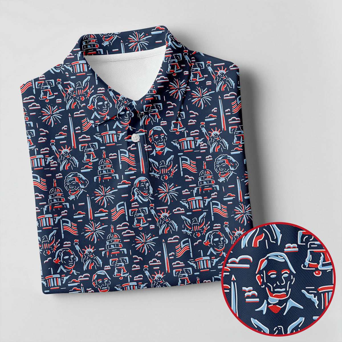 Red White Blue Outlined Patriotic American 250th Anniversary Navy Golf Shirt, 4th Of July Golf Shirt For Women