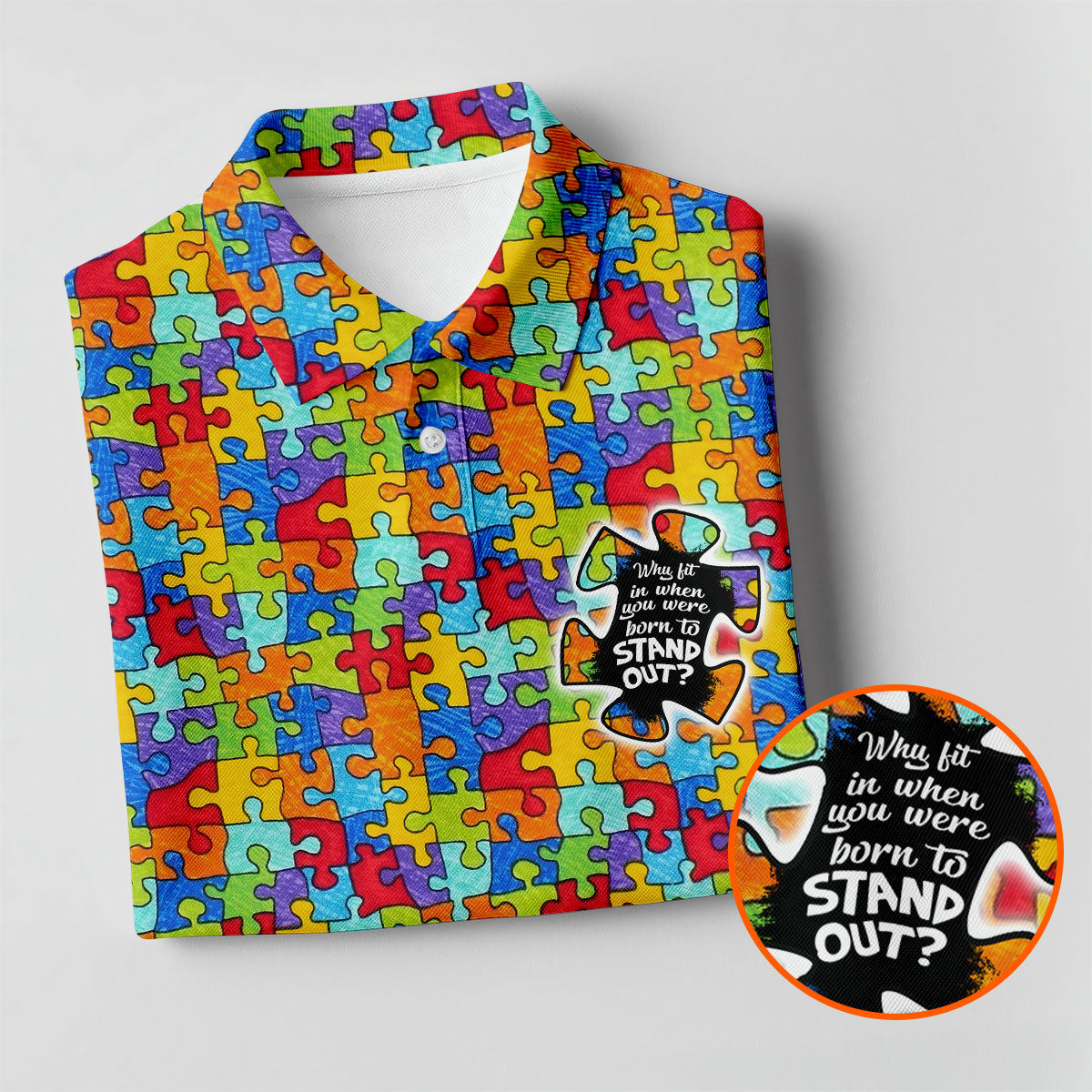 Why FIt In When You Were Born To Stand Out Autism Puzzle Women's Golf Shirts, Ladies Golf Polos