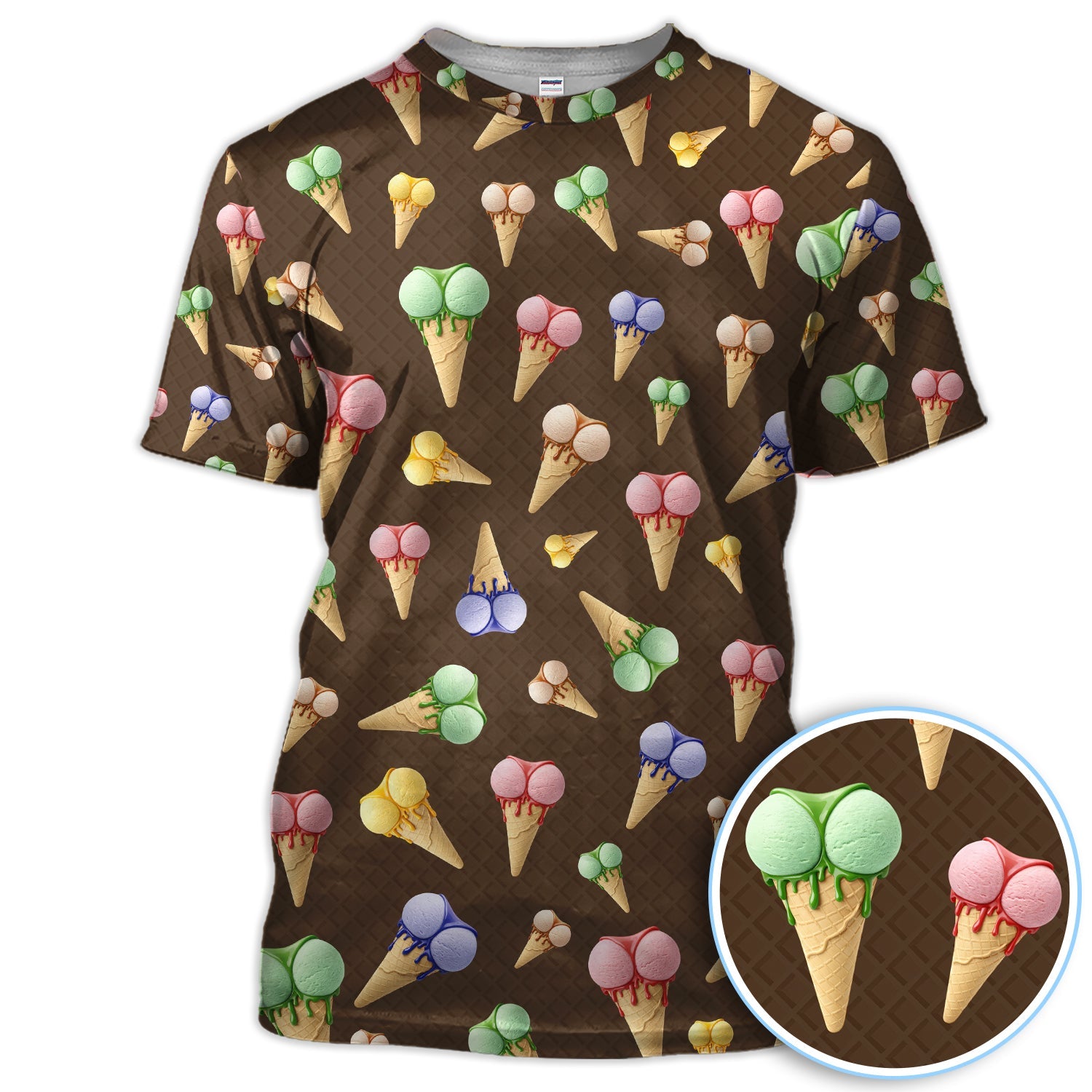 Ice Cream Pattern Golf Polos, Funny Golf Shirt For Golfer, Golf Gift For Men