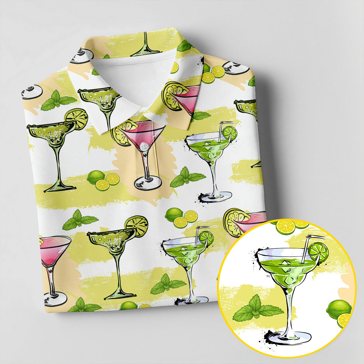 Cocktail Margarita Summer Party Men's Polo Shirt, Cinco De Mayo Celebration Fiesta Golf Shirt For Men