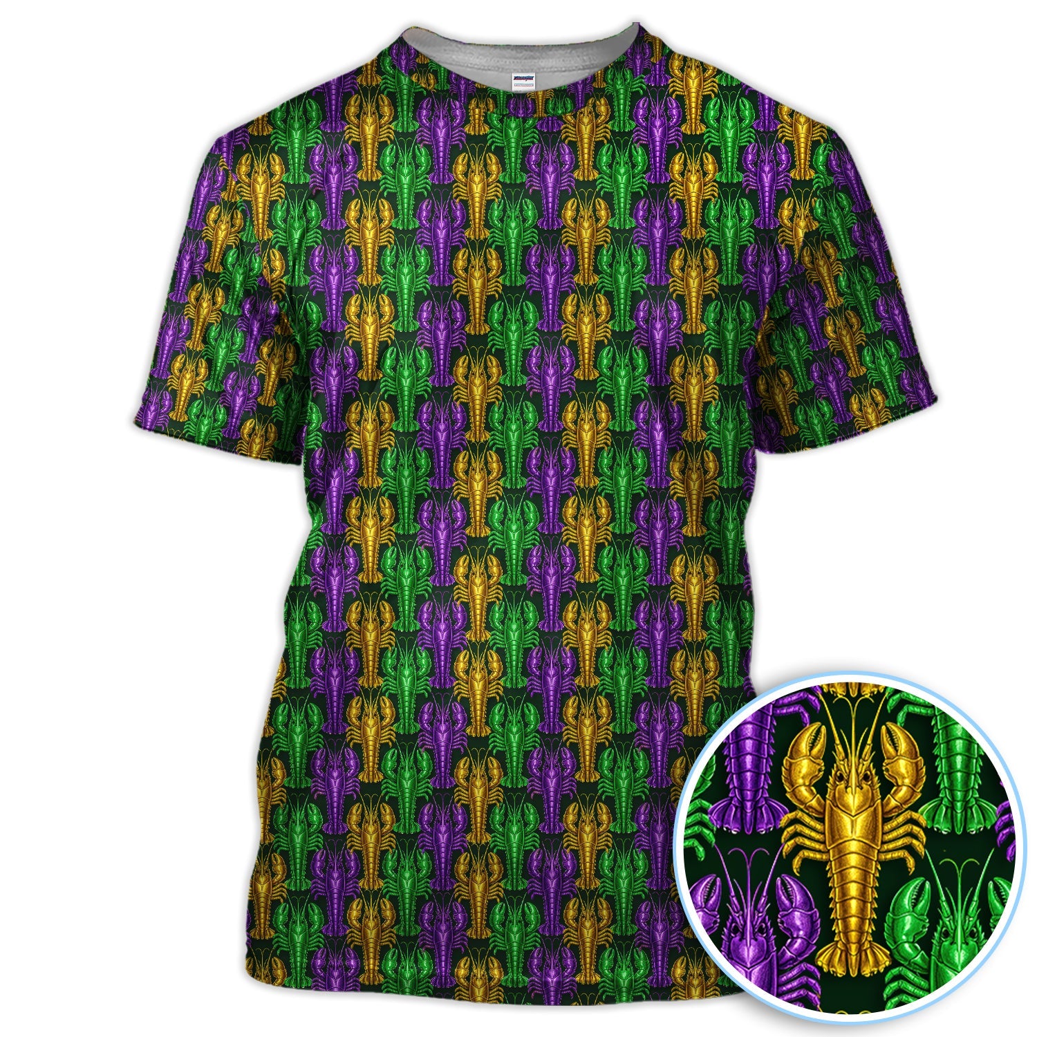 Mardi Gras Crawfish Pattern Golf Polos, Carnival Golf Shirt For Golfer, Golf Gift For Men