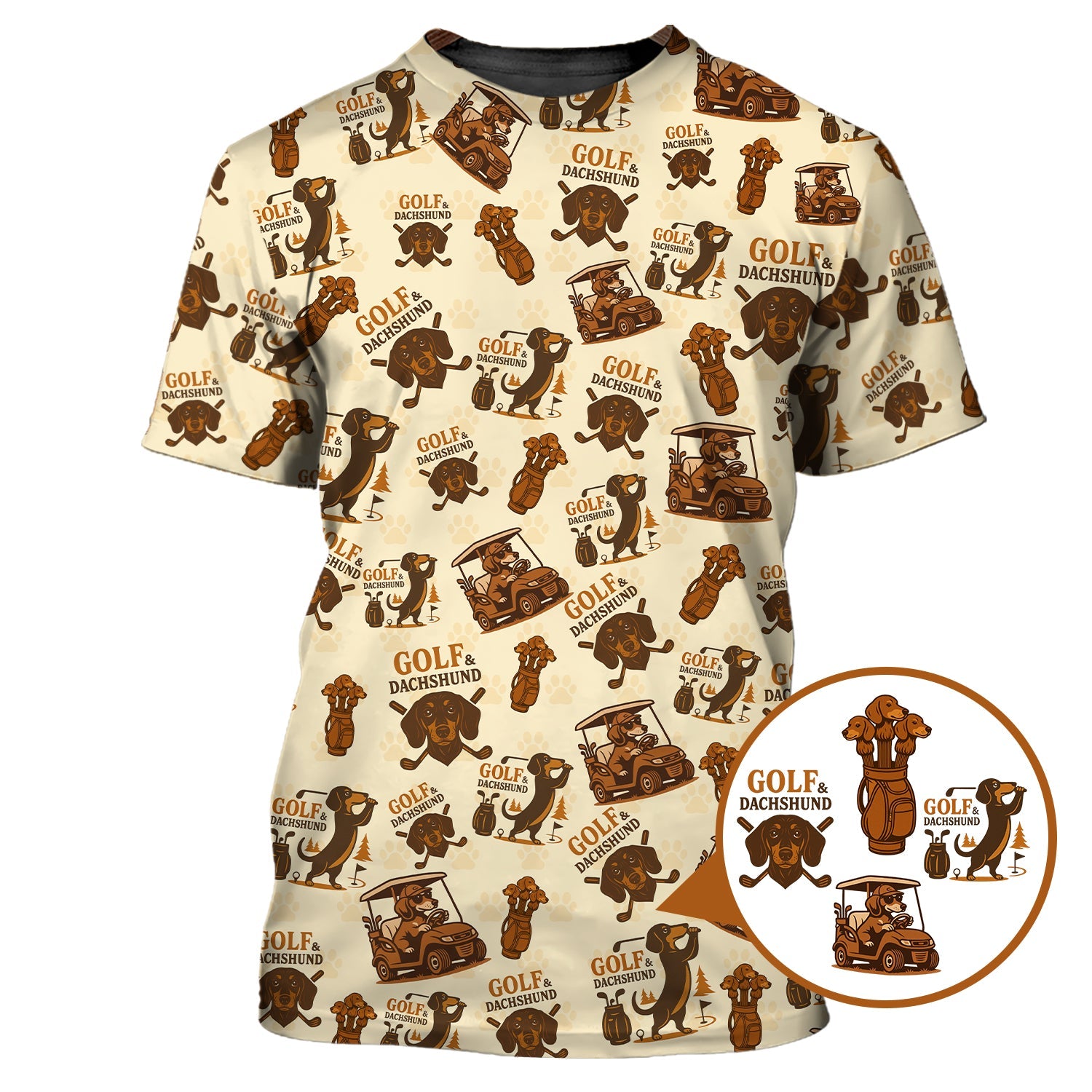 Pattern Dachshund Golf Shirt, Golf & Dachshund Polos For Dog Lovers, Golf Gift For Golfers
